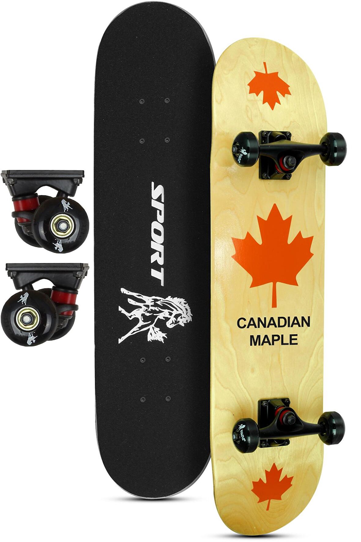 Kemik Teker Kaykay Semi-PRO 8 Katman Yüzey Zımparalı Kaymaz Skateboard 80 cm Canadian Maple
