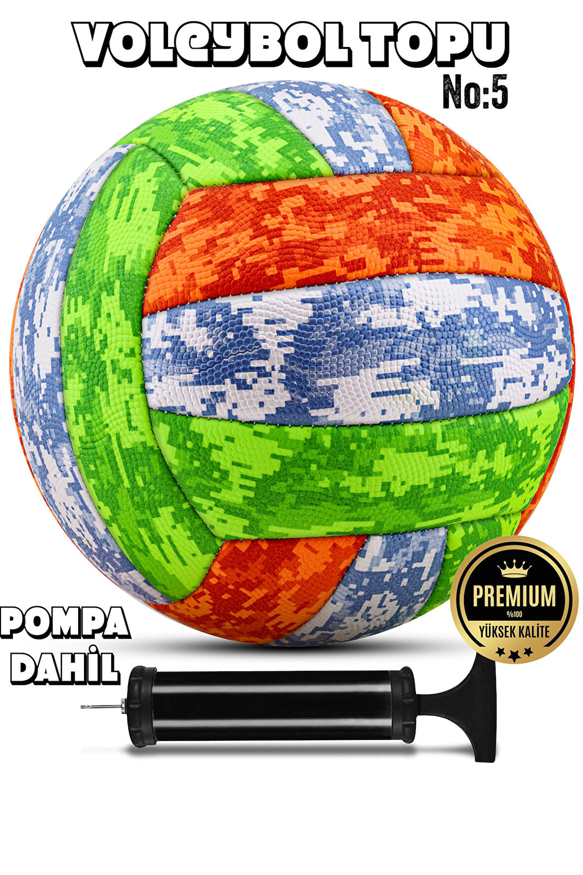 Telvesse Voleybol Topu Soft Kamuflaj Pompalı SET Yumuşak Dokunuş Volleyball Renkli No:5