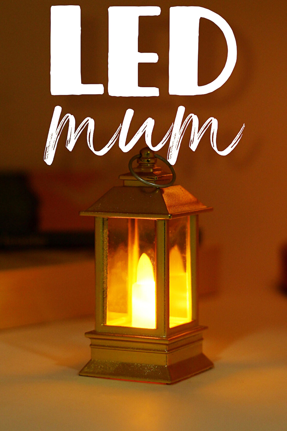 Led Mum Mini Dörtgen Tip Pil Dahil Dumansız Alev Ledli Yapay Dekoratif Mum Dekor Işığı ALTIN PT434