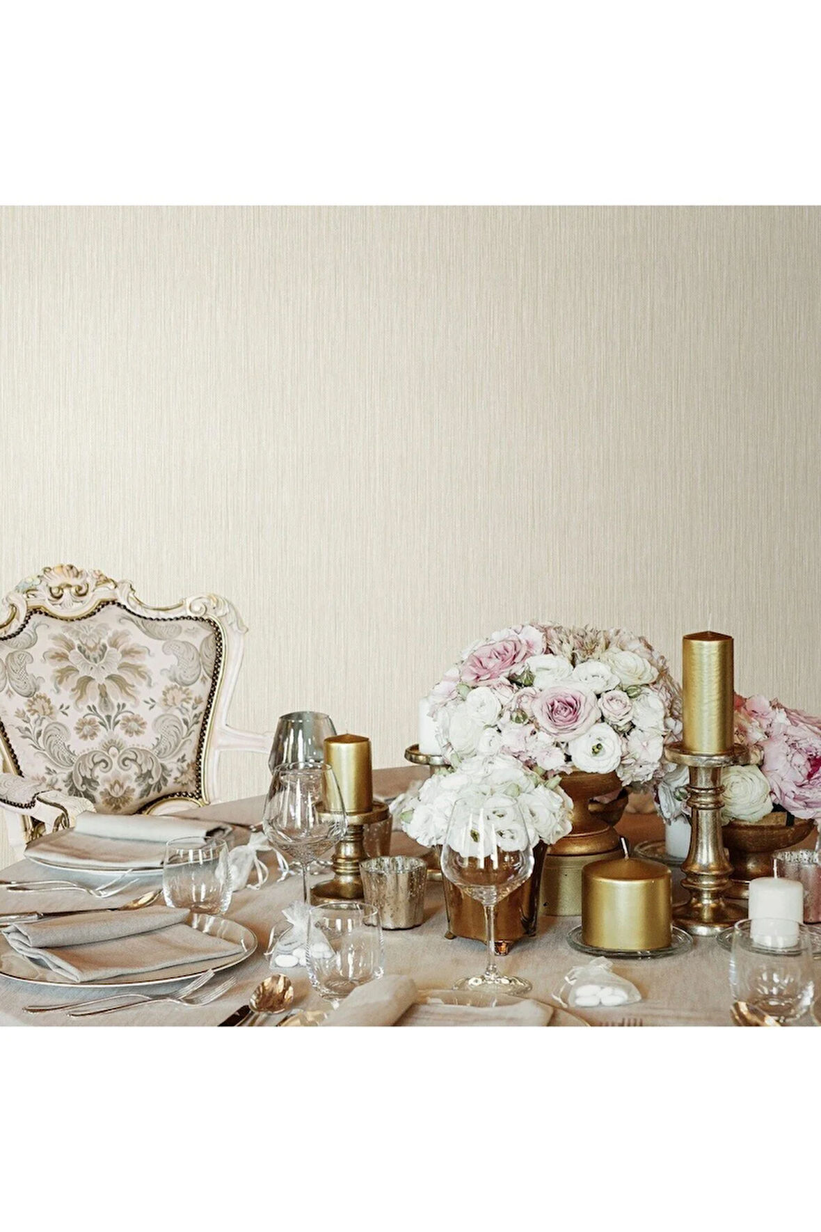 Minimalist Dokulu Duvar Kağıdı (Ephes 5801-1, Krem, 1.06x10 m - 10.6 m²)