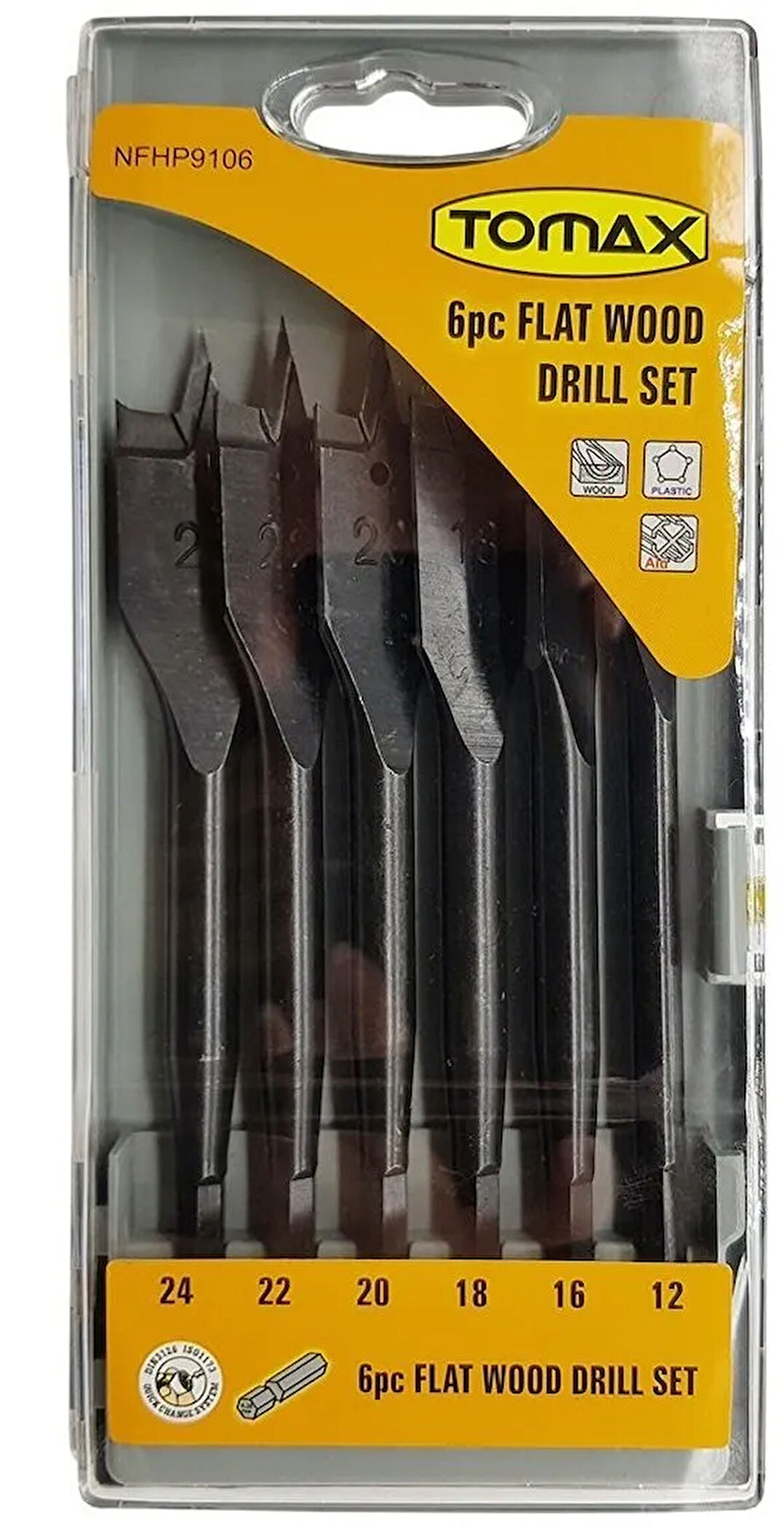 Tomax Yaprak Ahşap Matkap Ucu Takımı 12-24 mm - 6 Parçalı