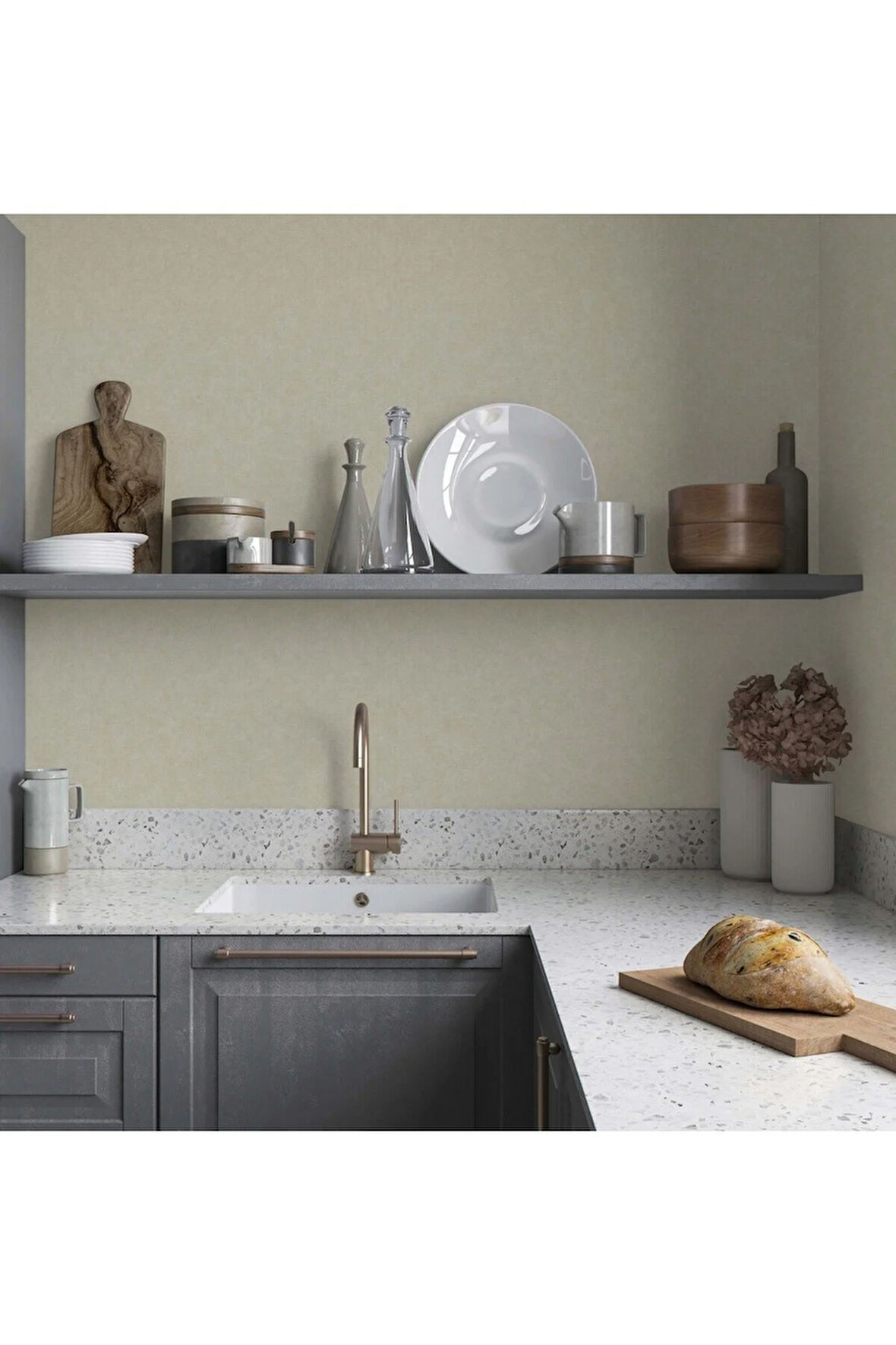 Düz Dokular ile Duvar Kağıdı, Bej, Gri - Ephes 5805-2 10,60 M²