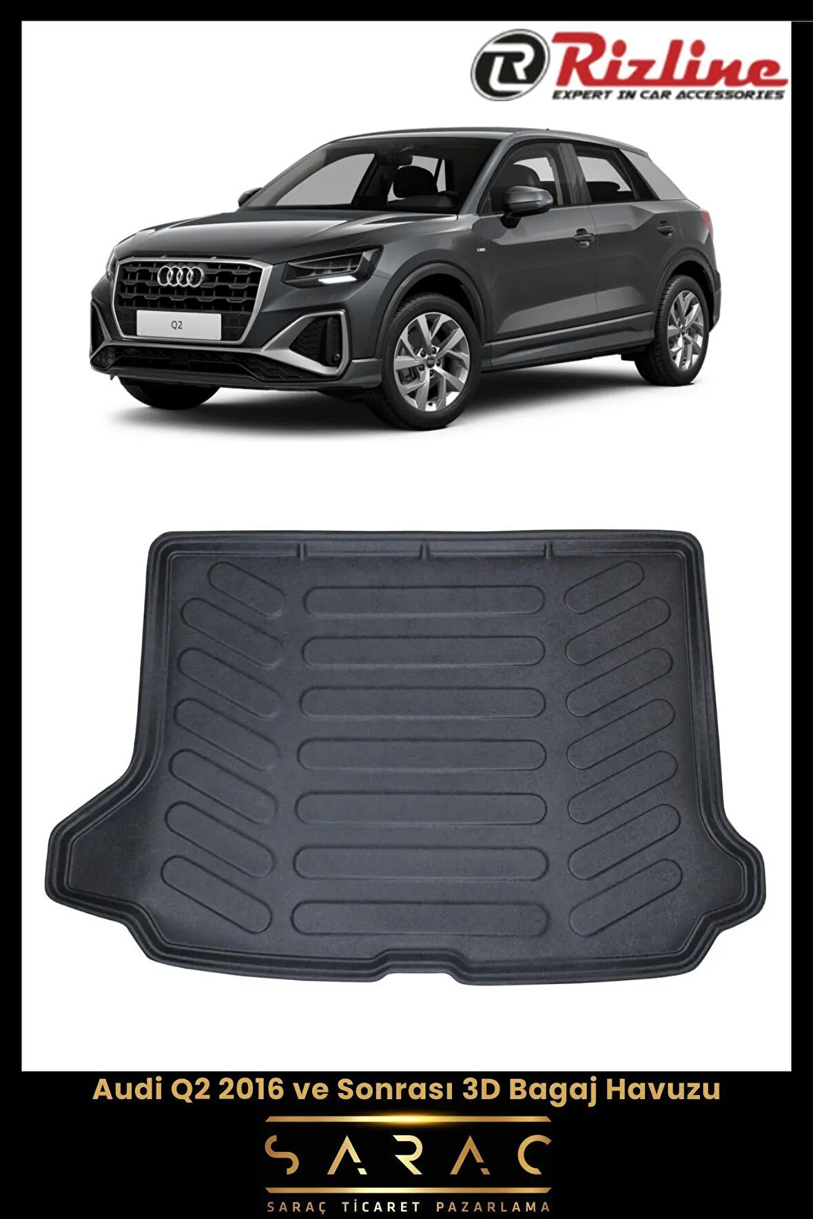 Rizline Audi Q2 2023 Model Üst 3D Bagaj Havuzu