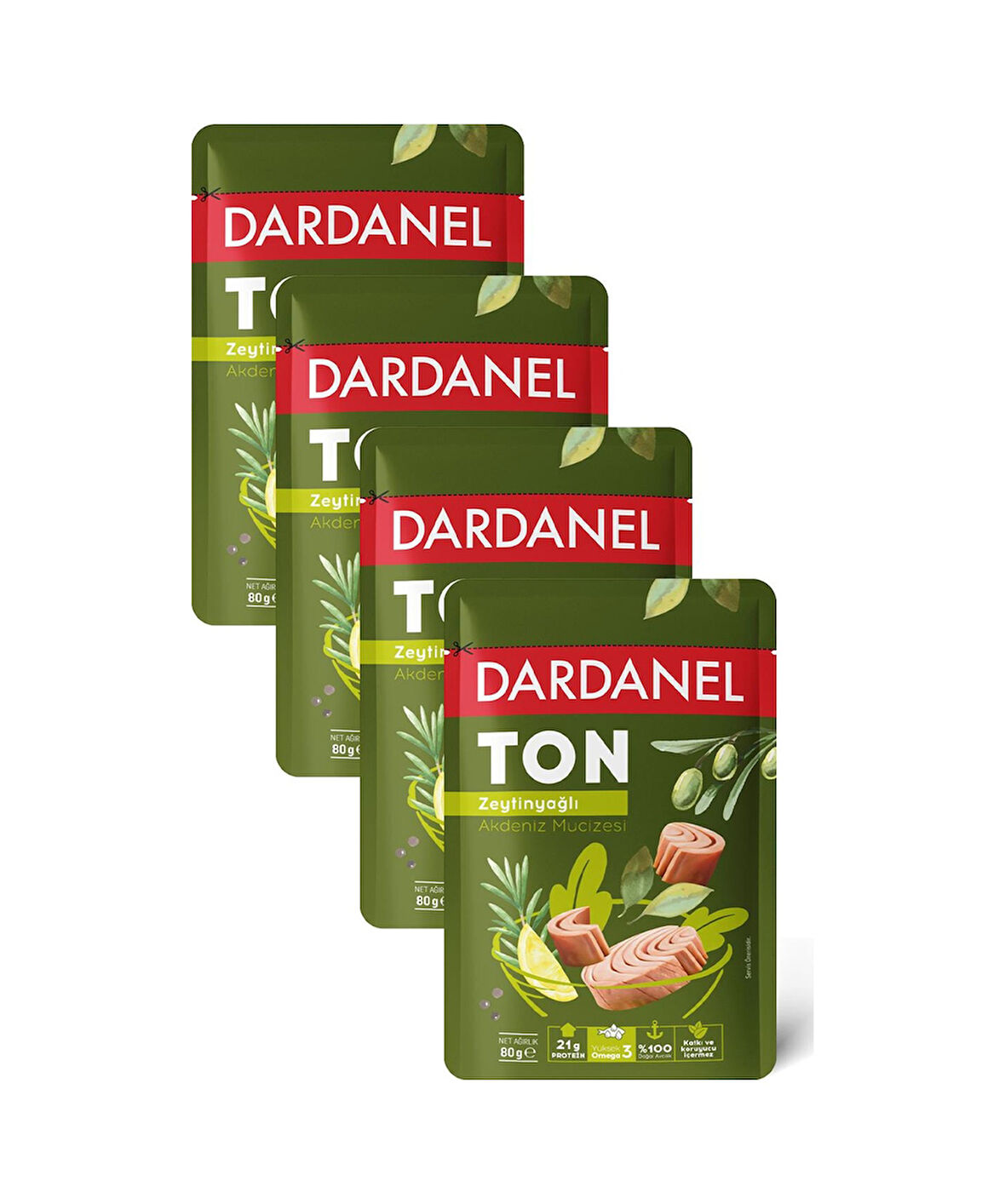 Dardanel Zeytinyağlı Ton Balığı Poşet 80 gr x 4 Adet