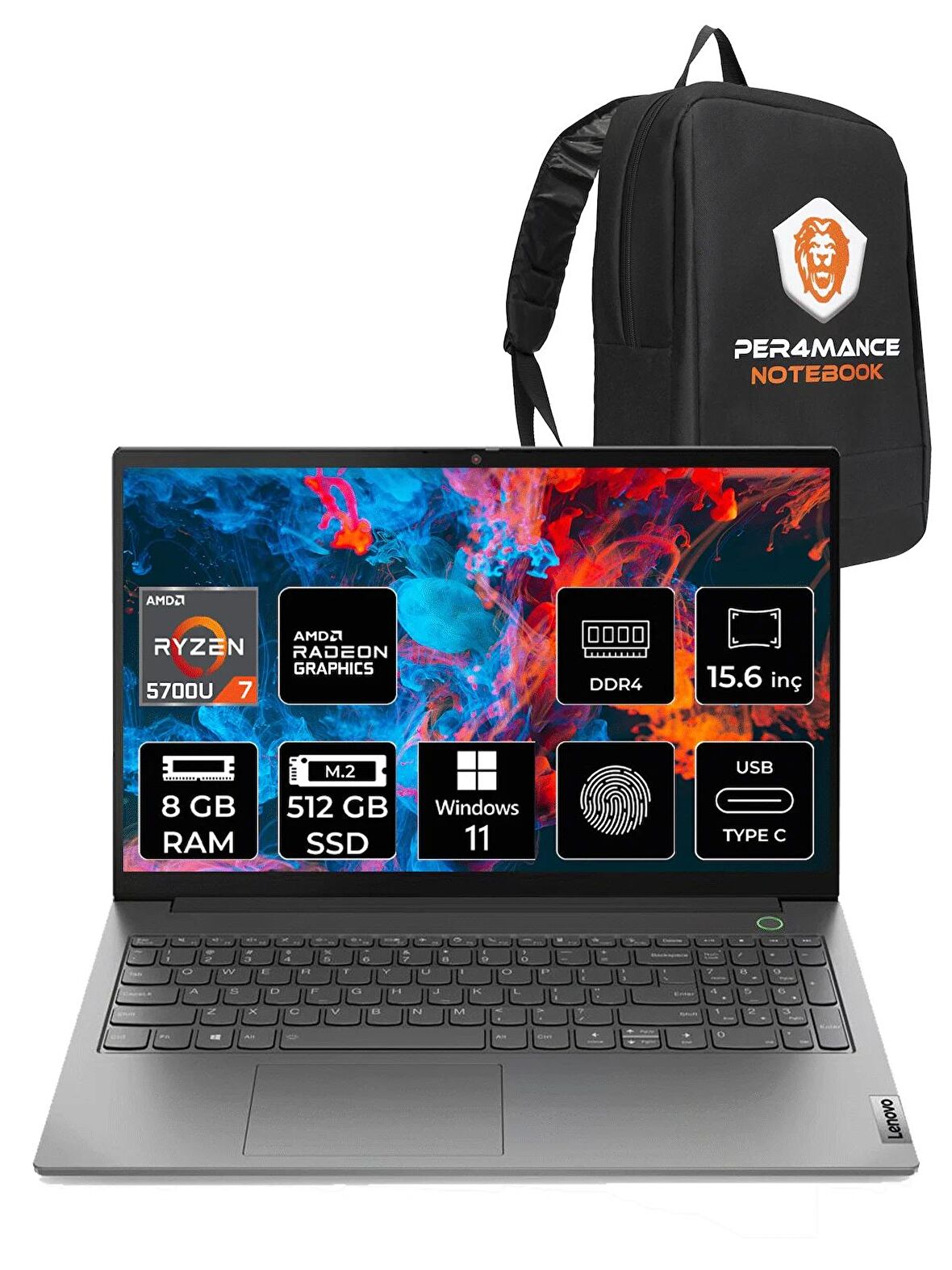 LENOVO Thinkbook 15 G3 R7 5700U 8GB 512GB SSD 15.6'' FHD W11 HOME 21A40037TX & PER4 ÇANTA