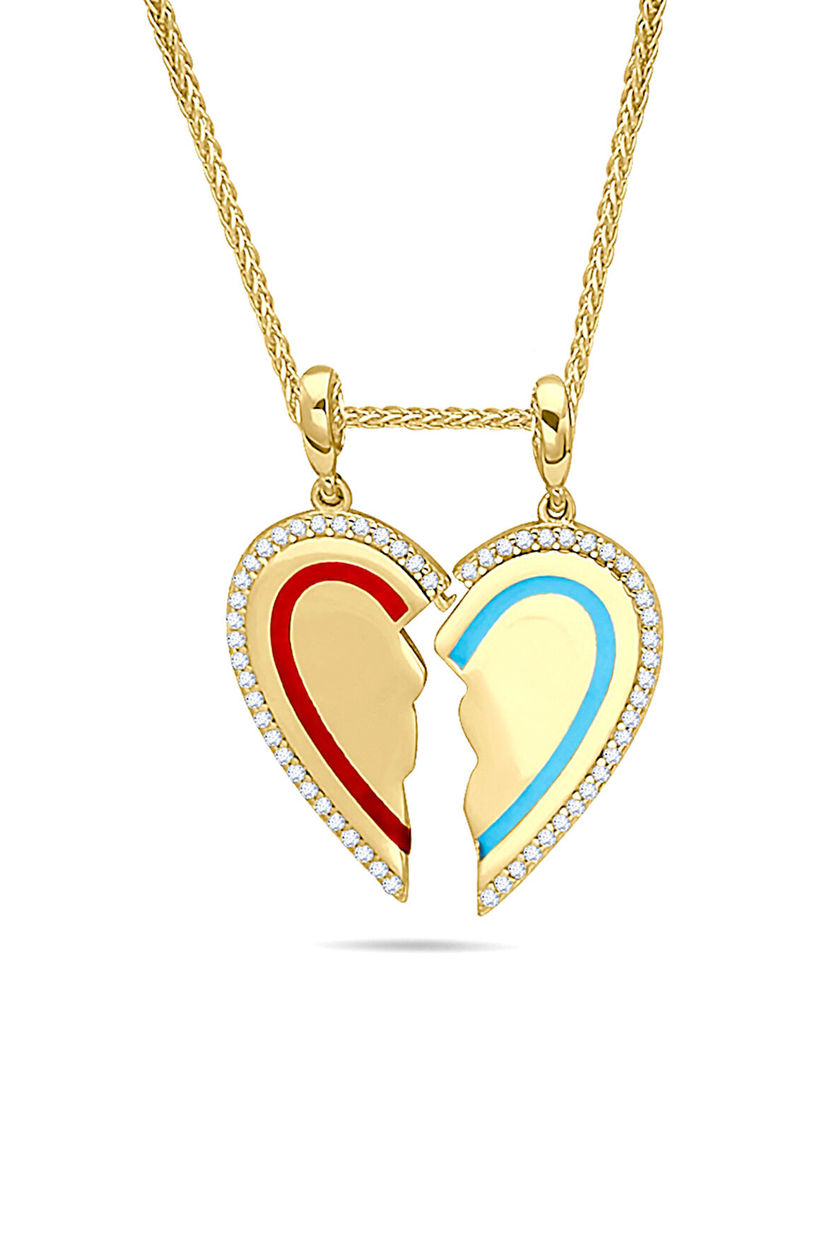 Altın İkiye Ayrılan Kalp Kolye