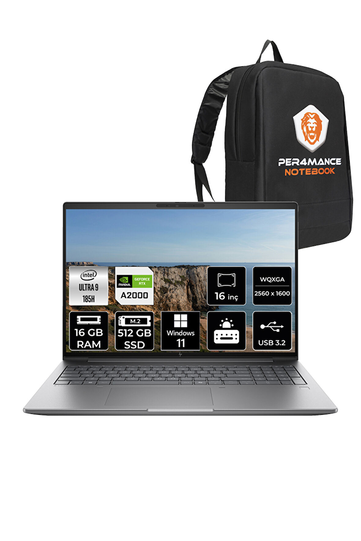 HP ZBook Power G11 U9 185H 16GB 512GB SSD RTX A2000 16'' WQXGA W11H Mobil İş İstasyonu & PER4 ÇANTA