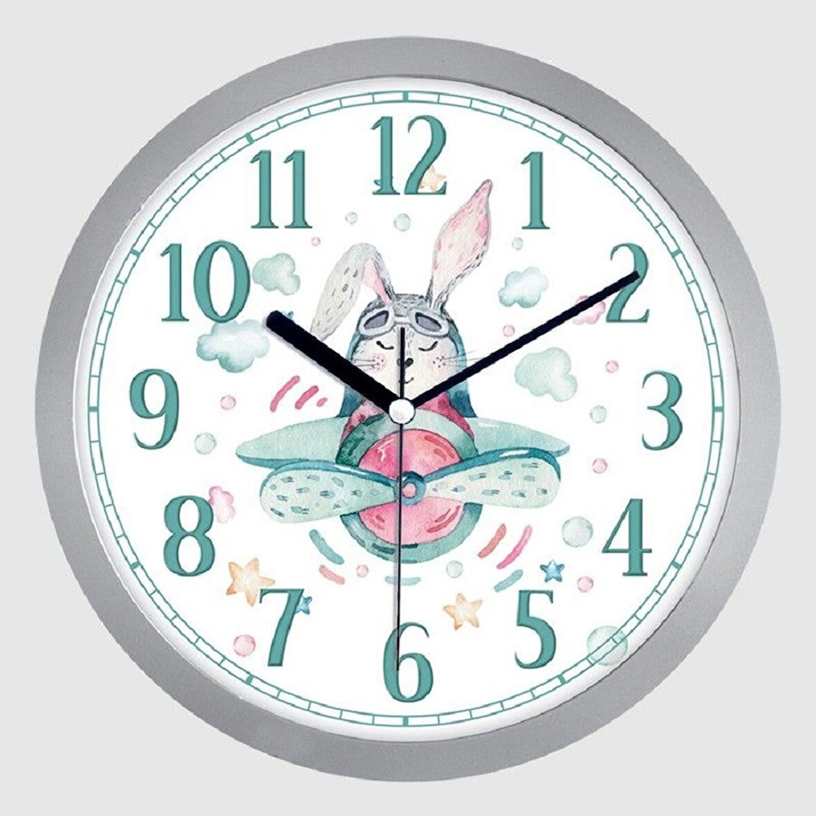 28x28 cm Uçaklı  Çocuk Odası Duvar Saati 1642