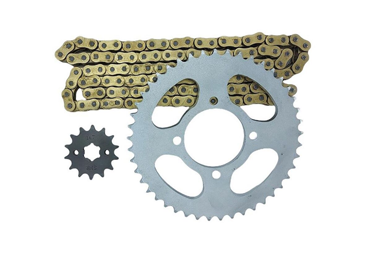 Yamaha Ybr 125 -Ybr 125 Esd Zincir Dişli Seti Oringsiz Gold Sarı Düz Zincir -Arasmoto