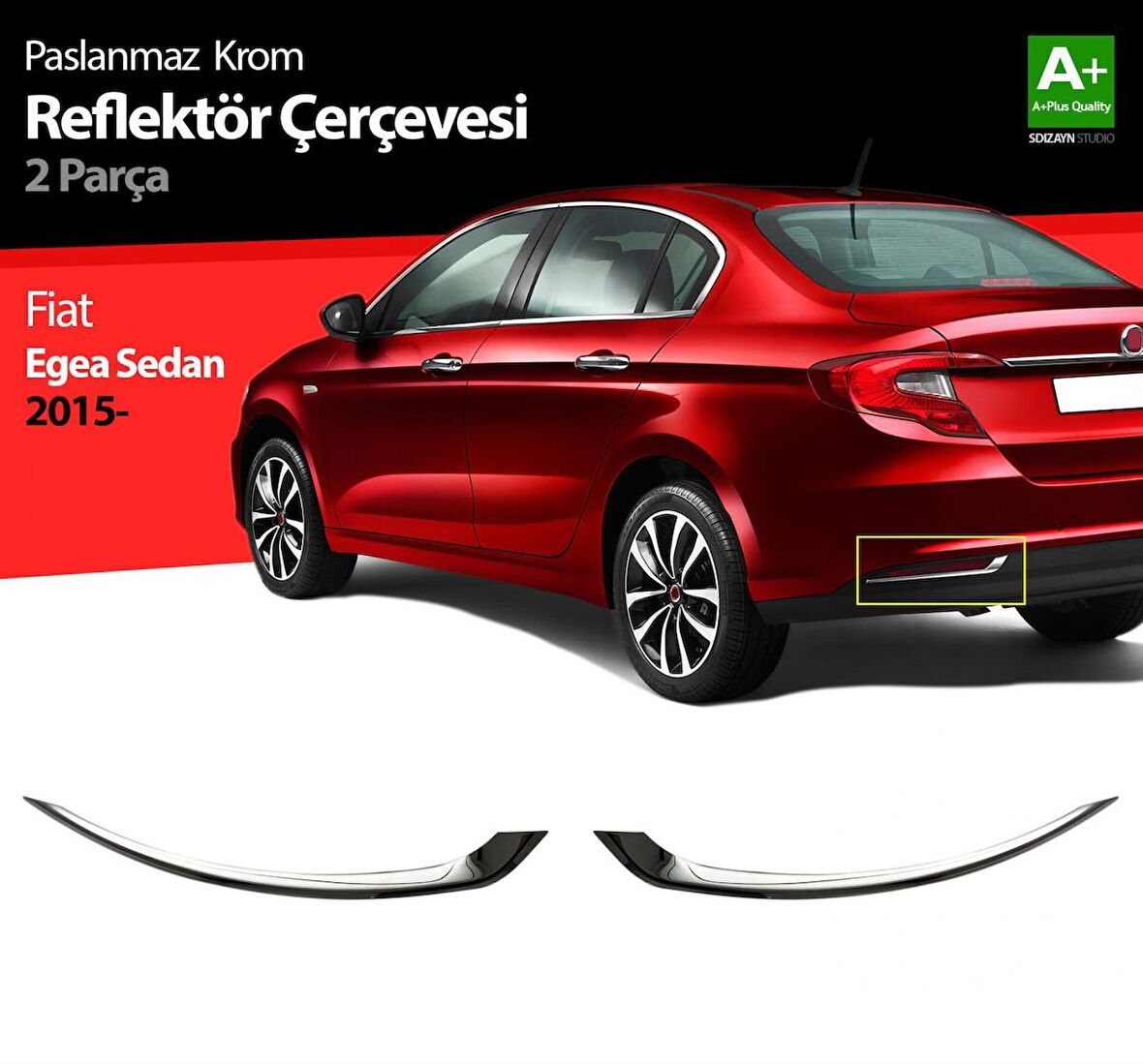 S-Dizayn Fiat Egea SD Krom Arka Reflektör Çerçevesi 2 Prç. 2015 Üzeri