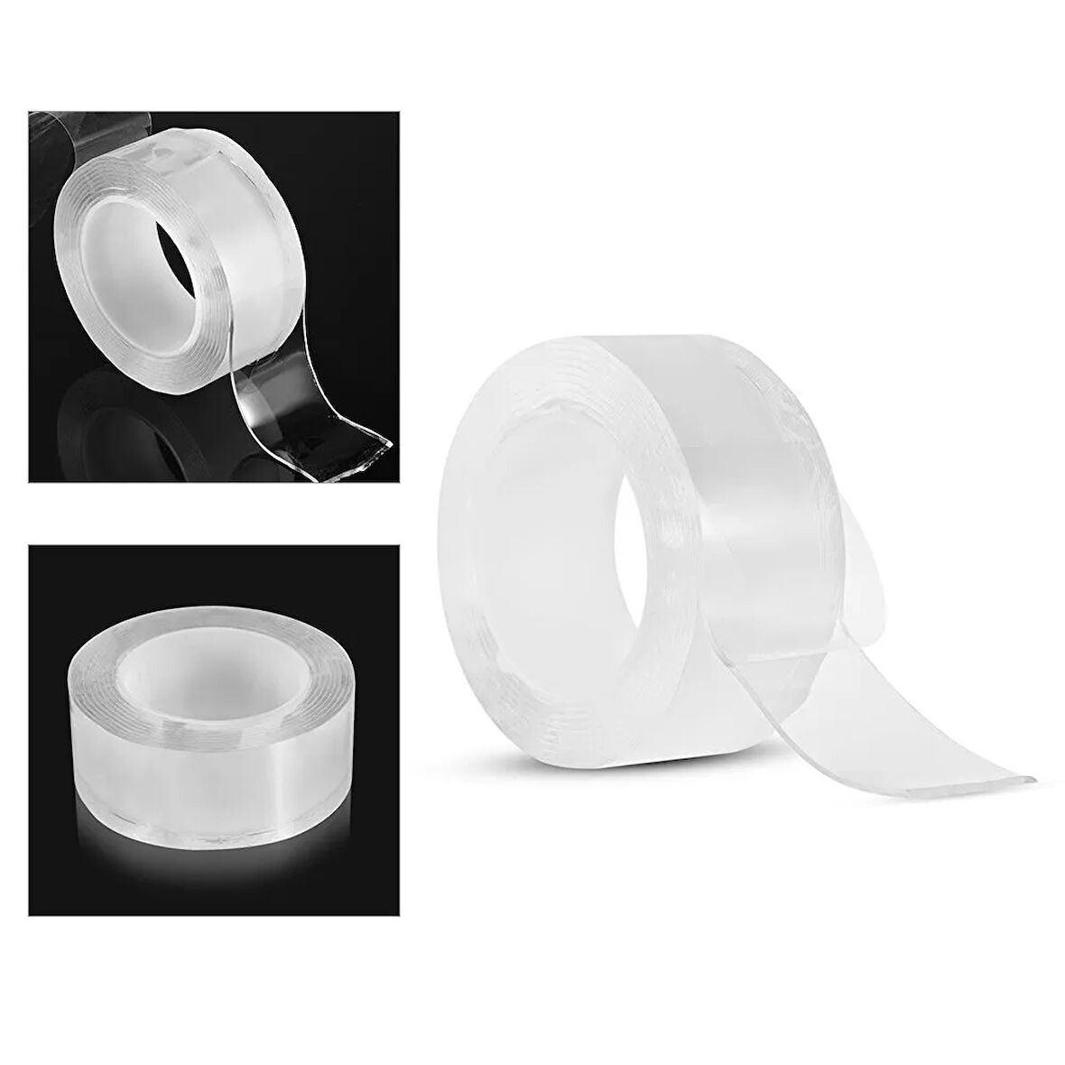 2 metre x 3 cm Şeffaf Güçlü Nano Çift Taraflı Silikon Jel Yapıştırıcı Bant