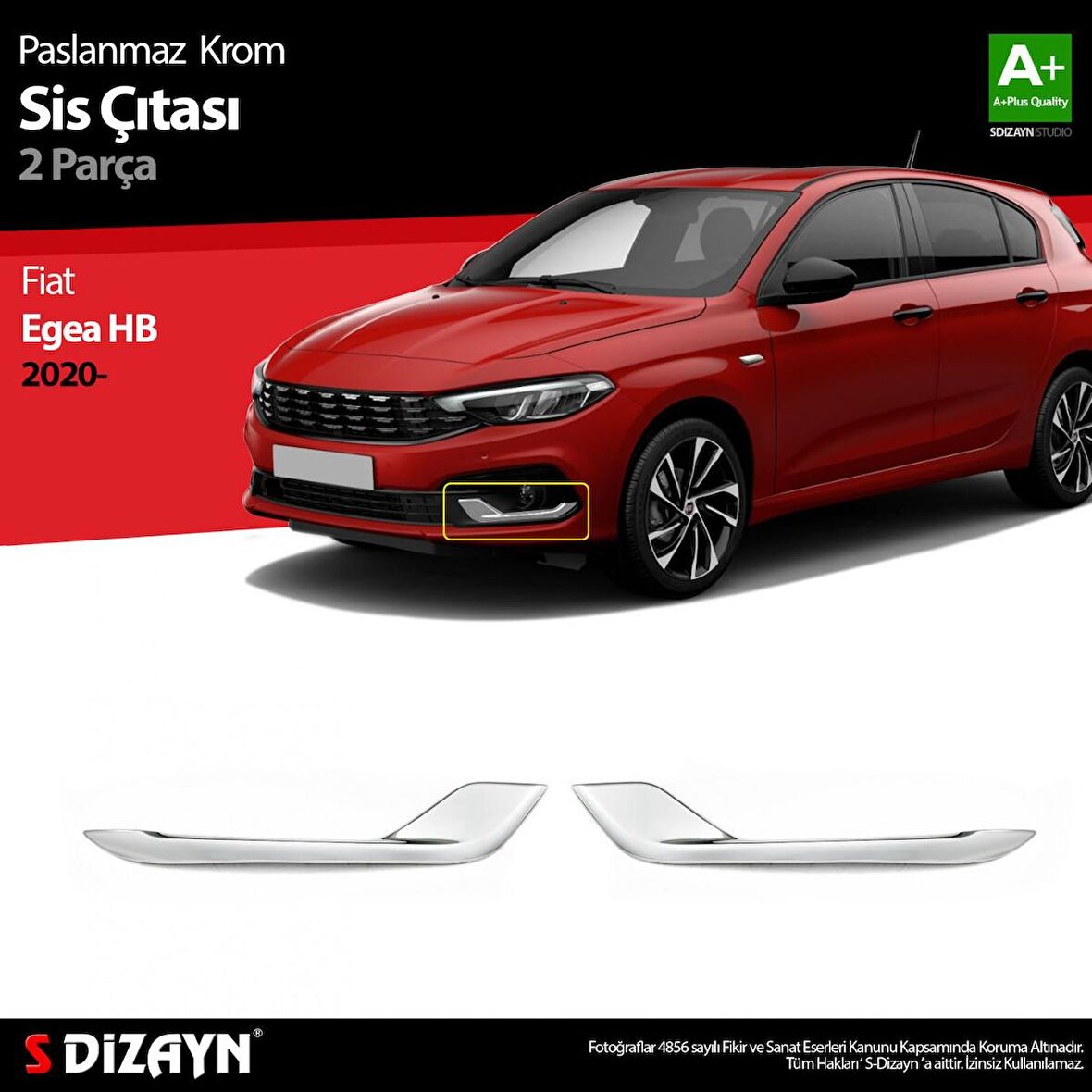 S-Dizayn Fiat Egea HB Krom Sis Çıtası 2 Prç. 2020 Üzeri