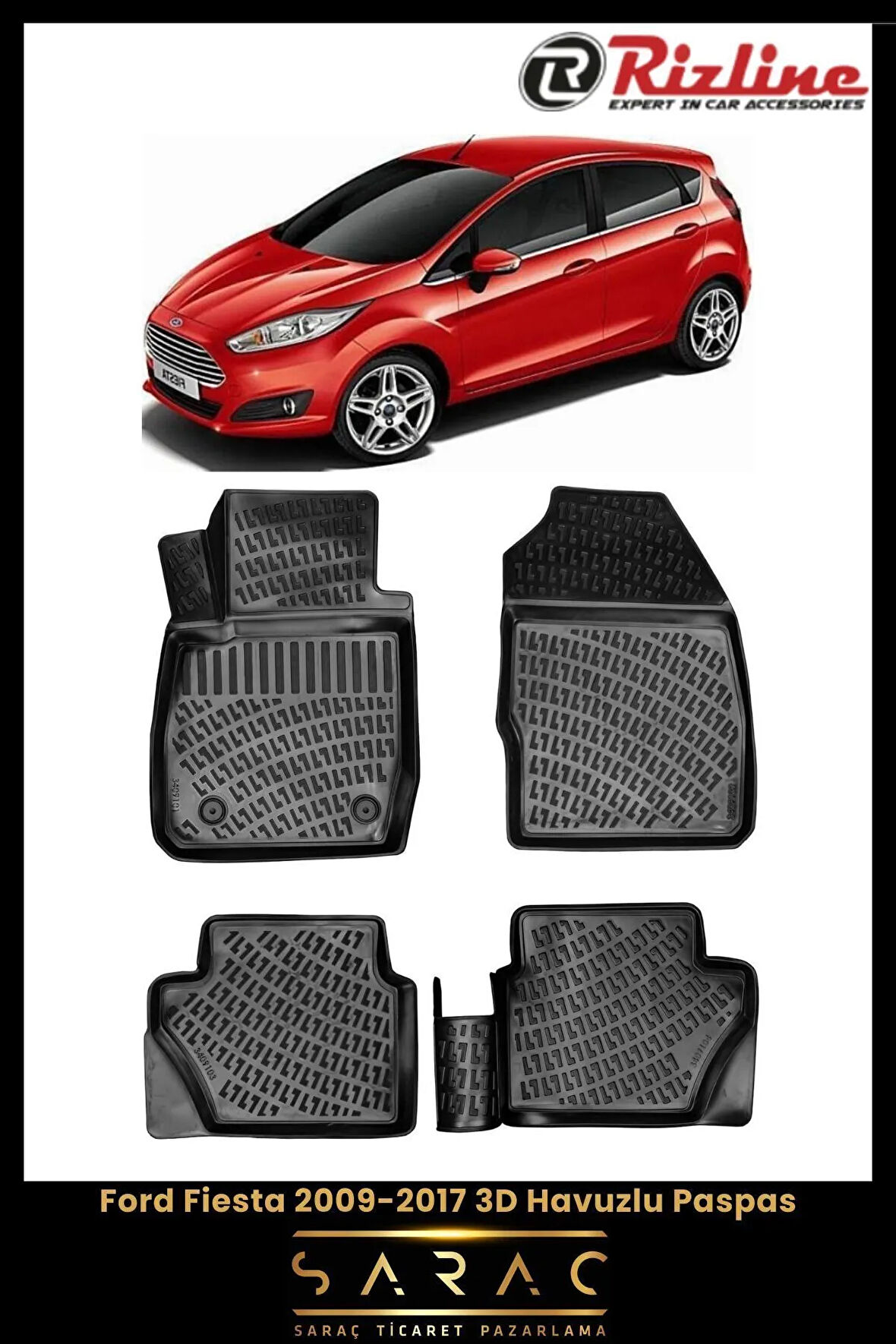 Rizline Ford Fiesta 2015 Model 3D Havuzlu Paspas