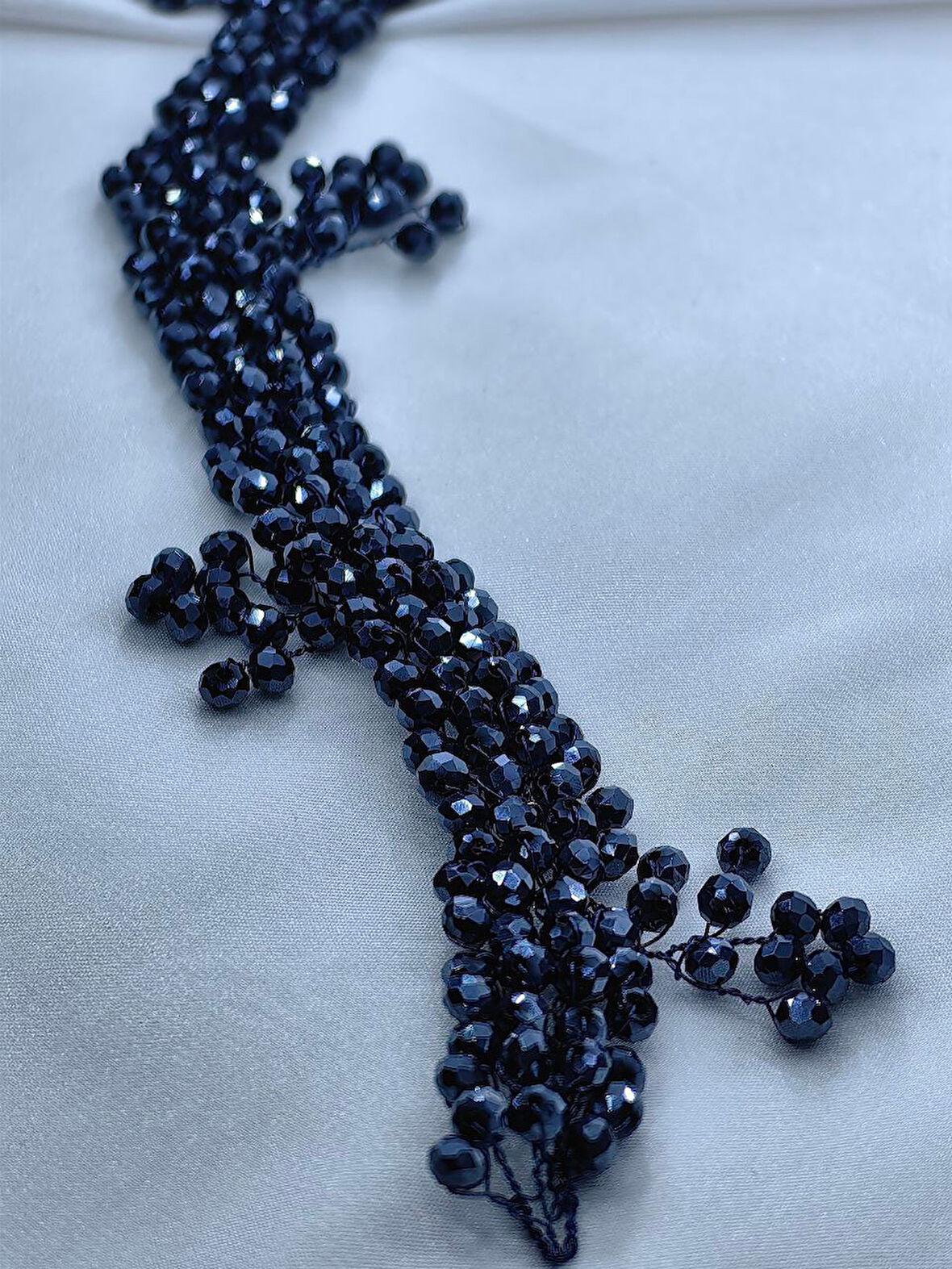 Boncuklu, Çiçekli Kristal Gelin Tacı Saç Ve Türban Aksesuarı