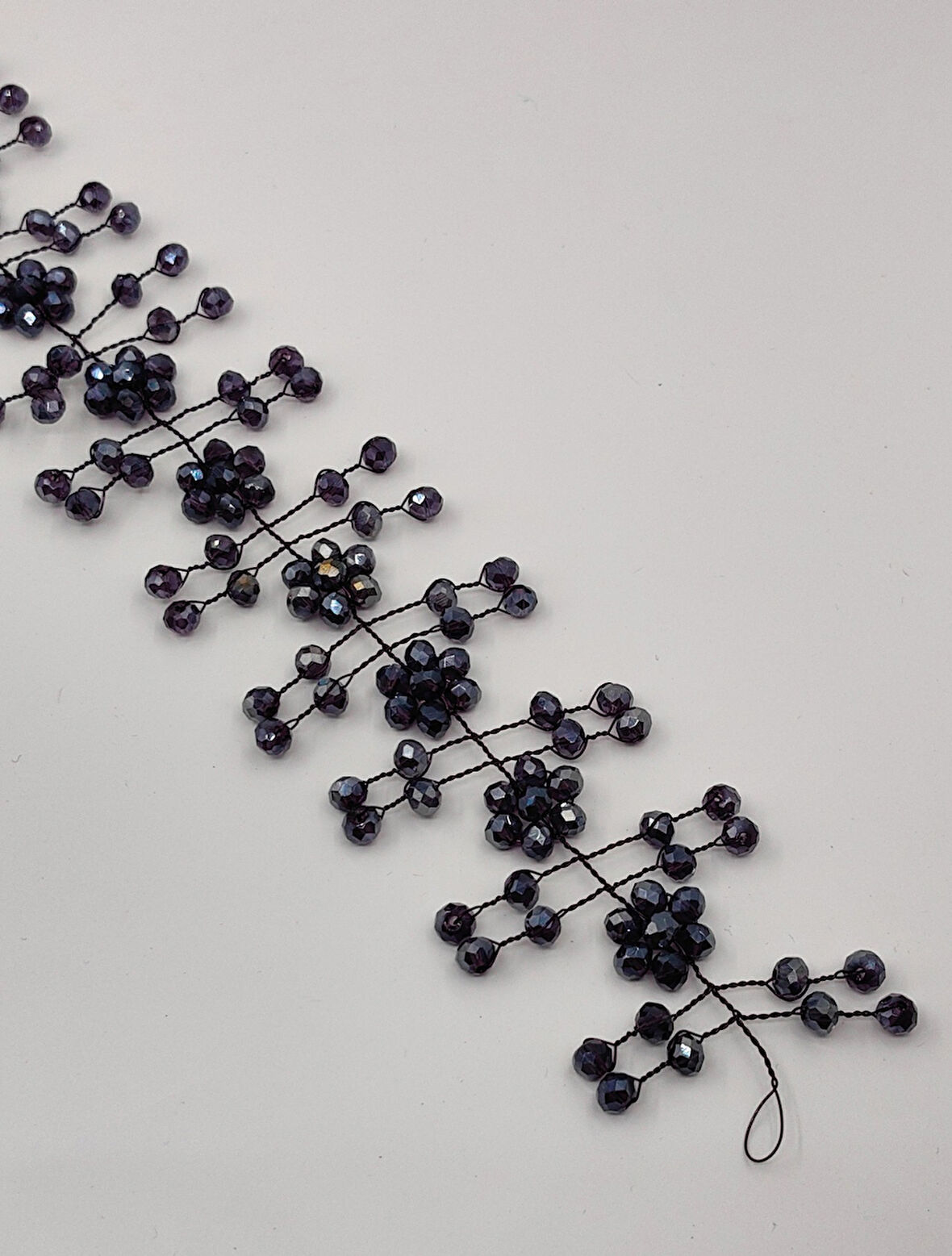 Boncuklu, Çiçekli Kristal Gelin Tacı Saç Ve Türban Aksesuarı