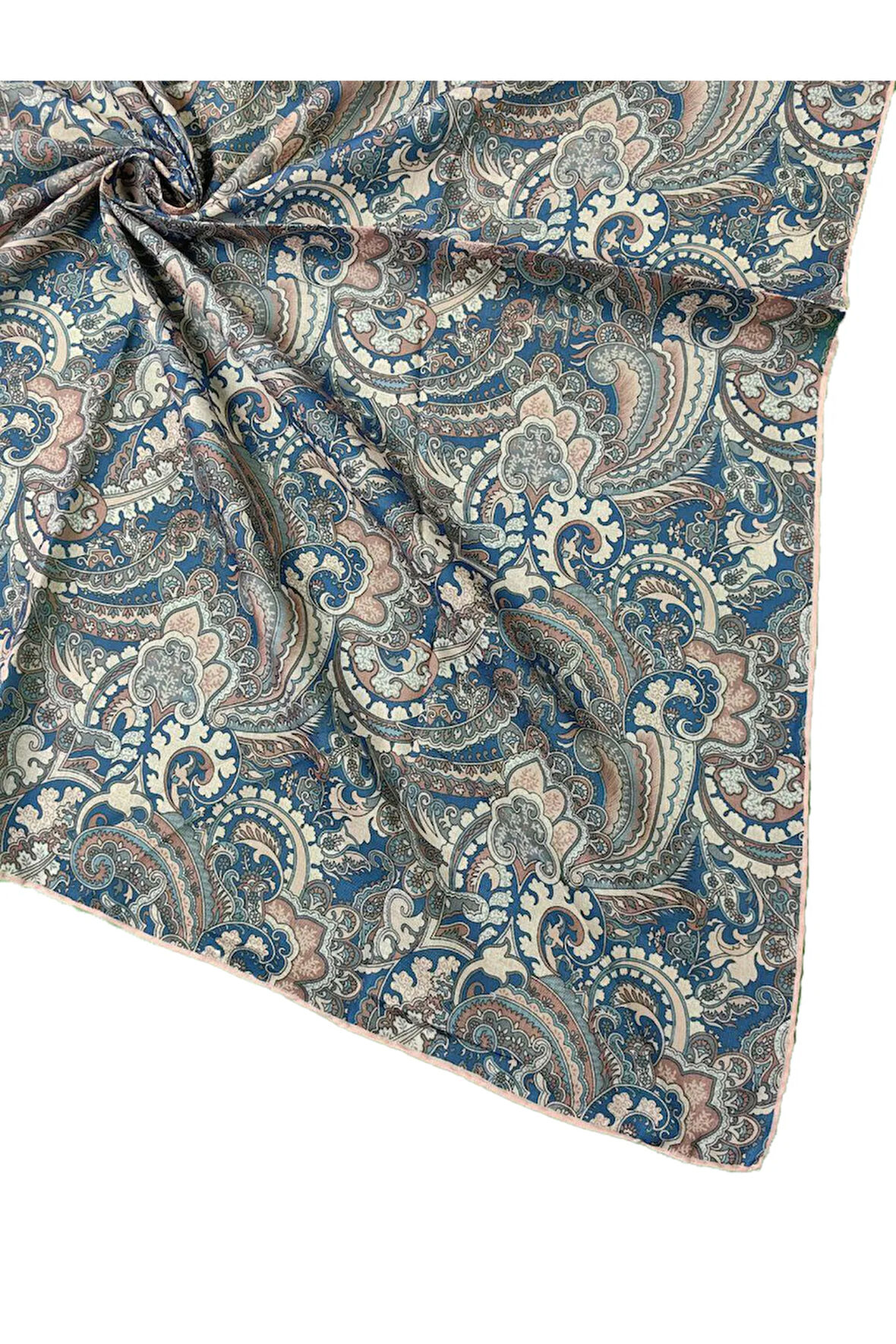 Ebruli Pamuklu Etnik Desenli Soft Eşarp – 90x90 cm