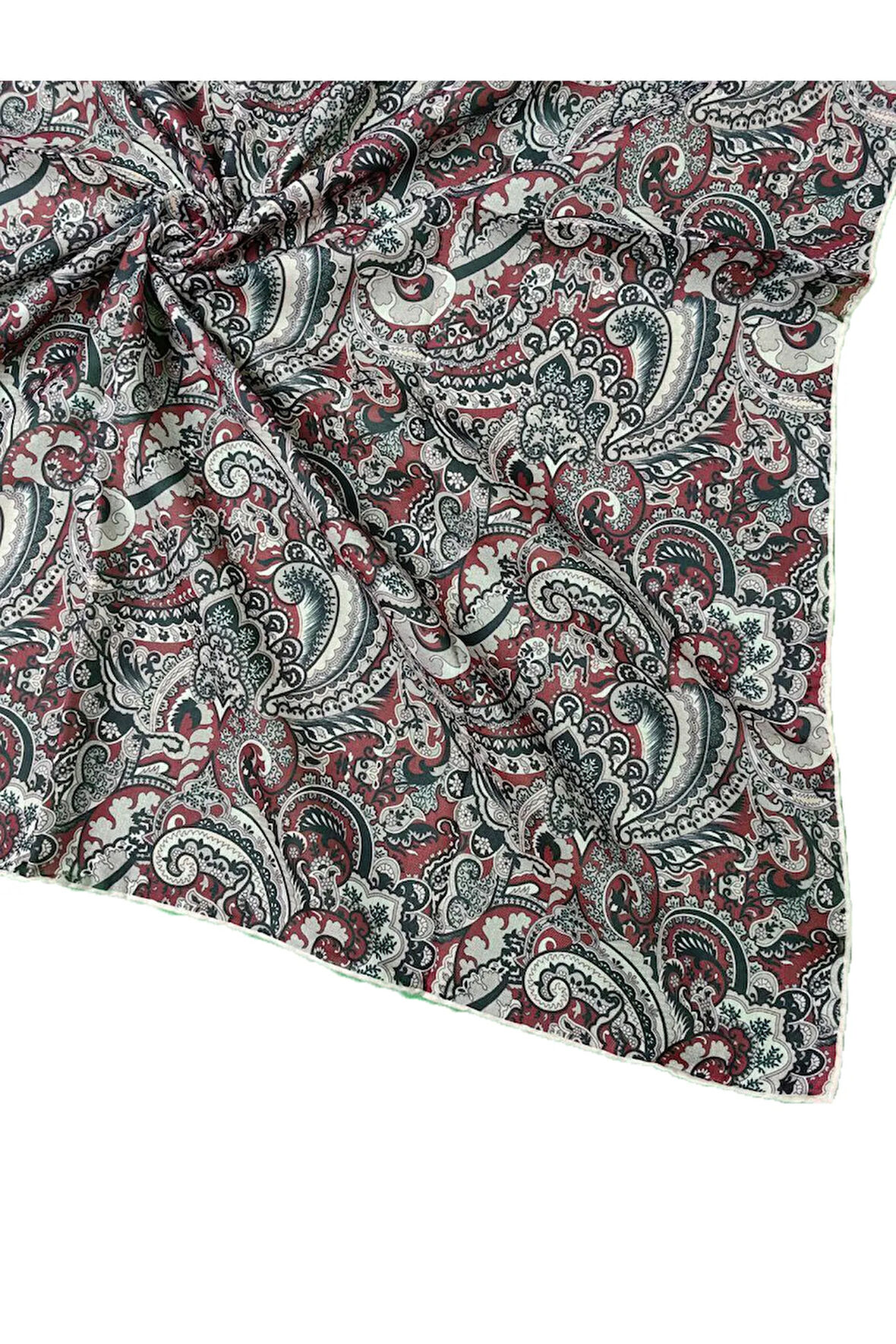 Ebruli Pamuklu Etnik Desenli Soft Eşarp – 90x90 cm
