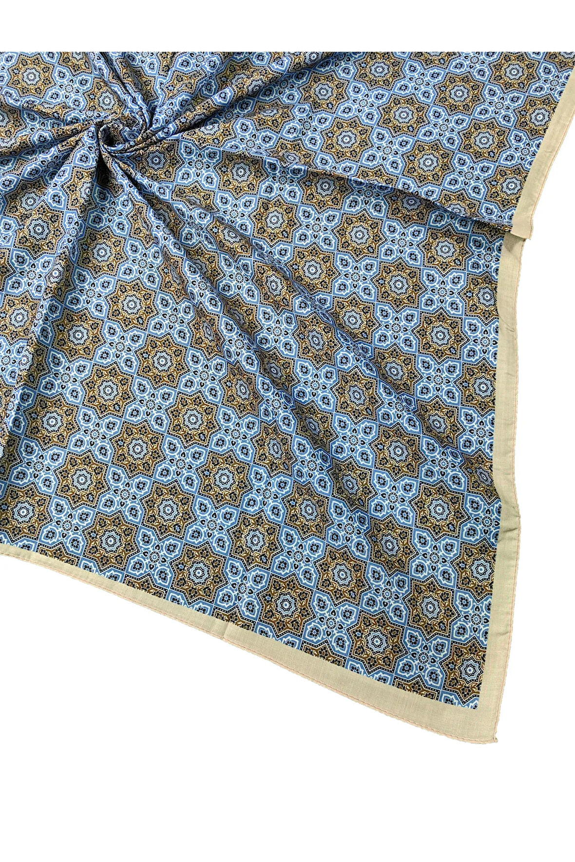 Ebruli Pamuklu Etnik Desenli Soft Eşarp – 90x90 cm