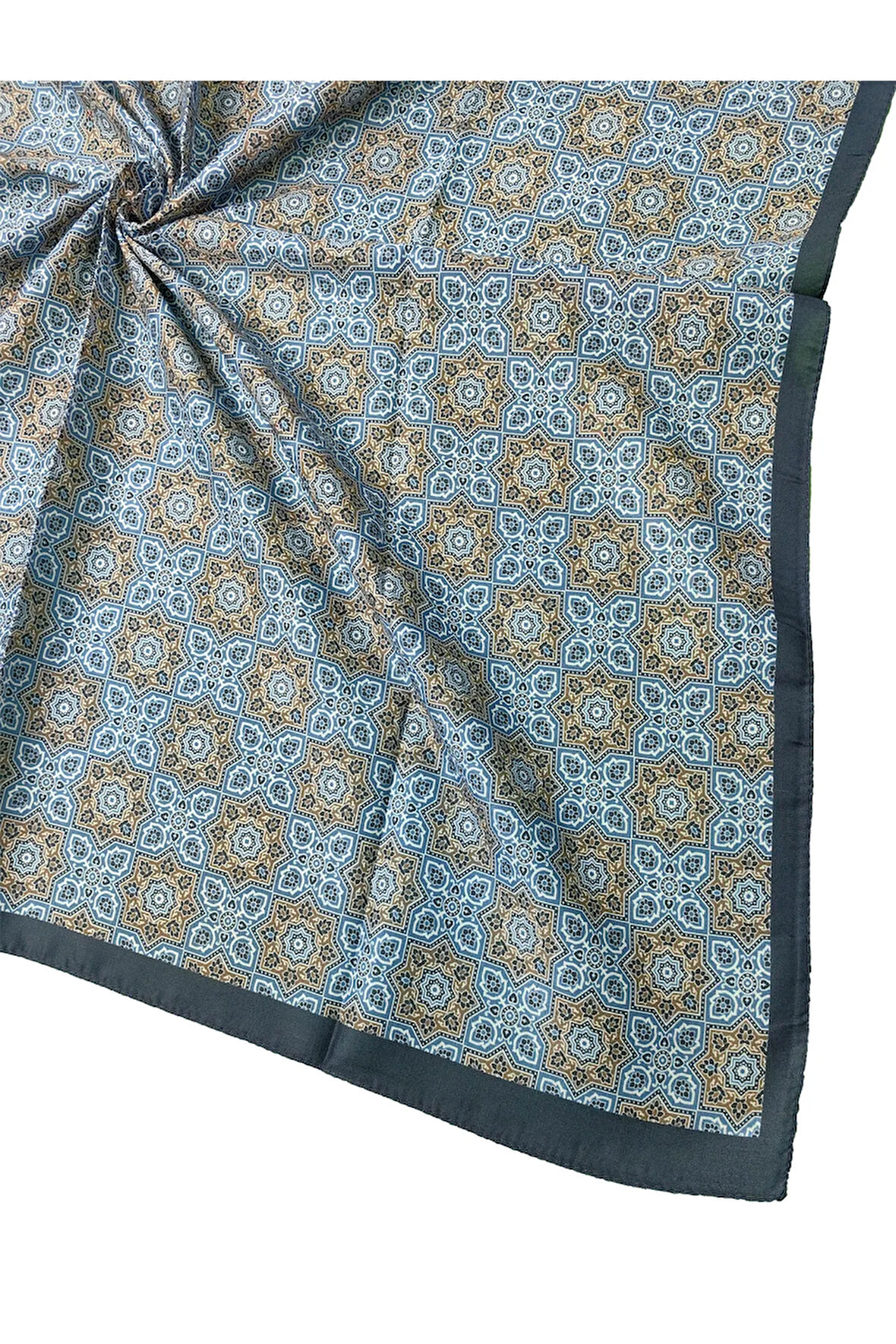 Ebruli Pamuklu Etnik Desenli Soft Eşarp – 90x90 cm