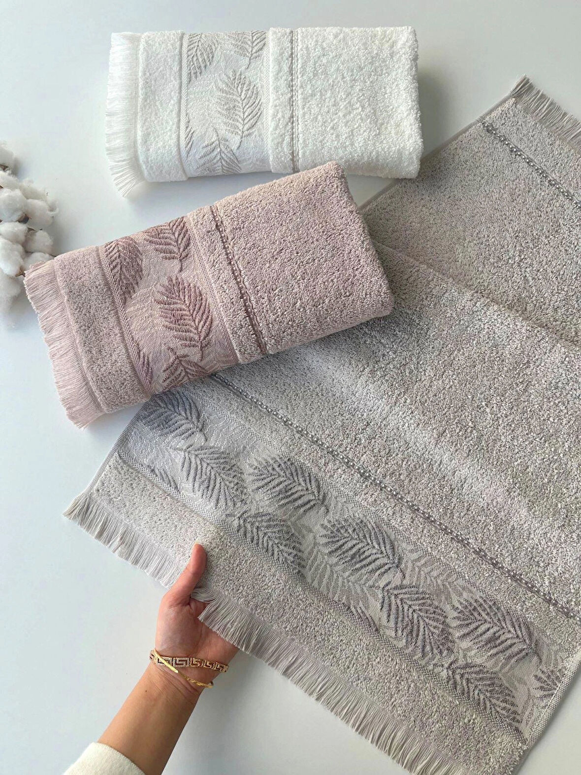 50x90 PALMİYE 3'LÜ HAVLU V1