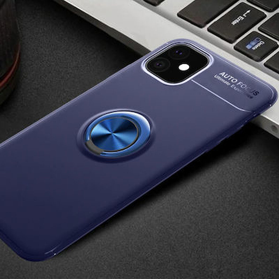 iPhone 11 Ultra Koruma Sağlayan Stant Özellikli Yüzüklü Ravel Silikon Kılıf
