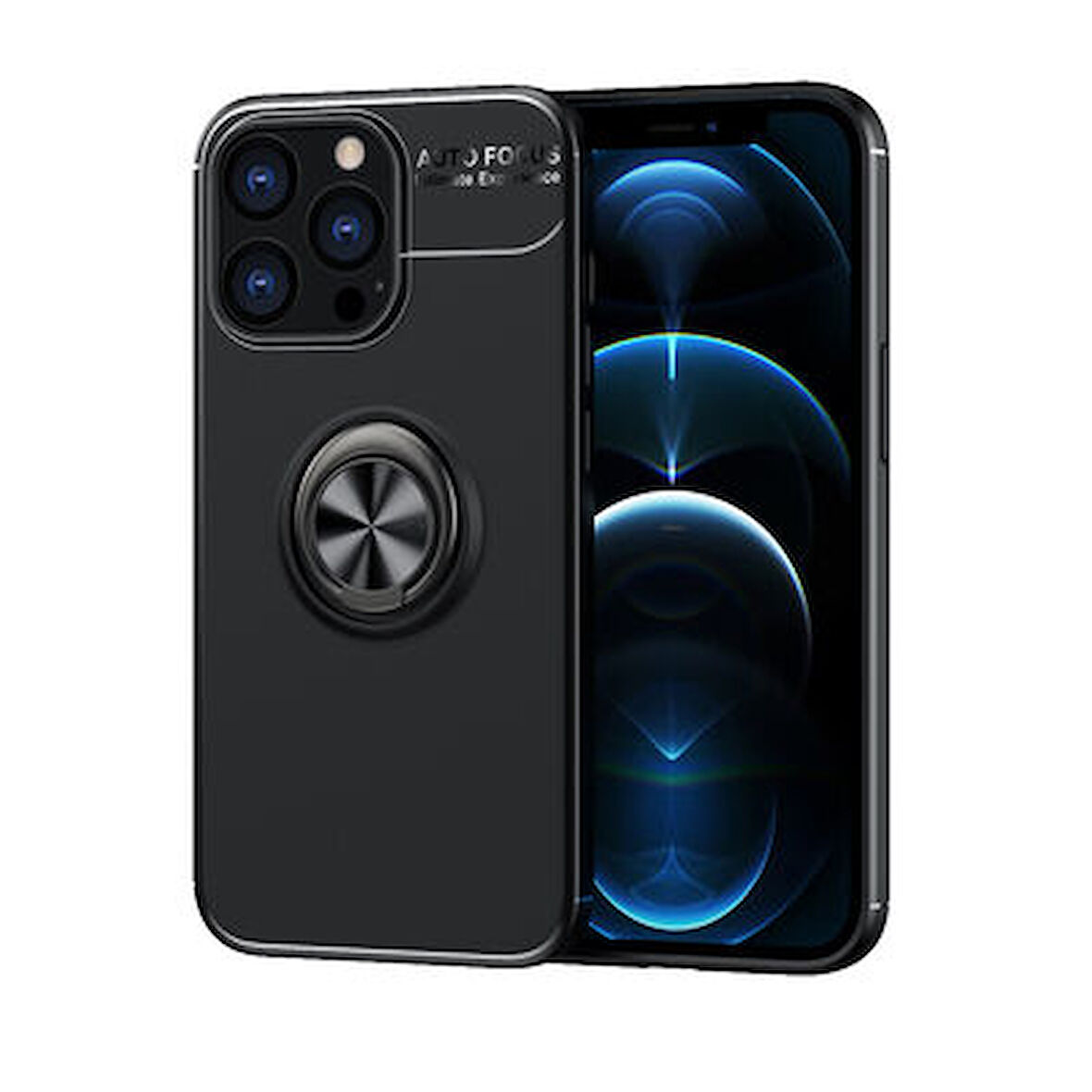 iPhone 13 Pro Ultra Koruma Sağlayan Stant Özellikli Yüzüklü Ravel Silikon Kılıf