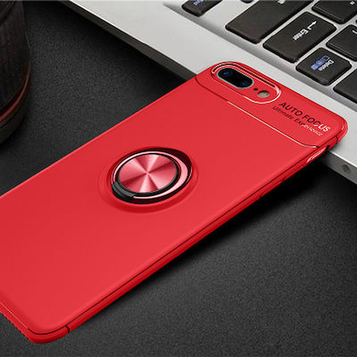 iPhone 8 Plus  Kılıf Yüzüklü Sağlam Esnek Ringo Silikon Kapak