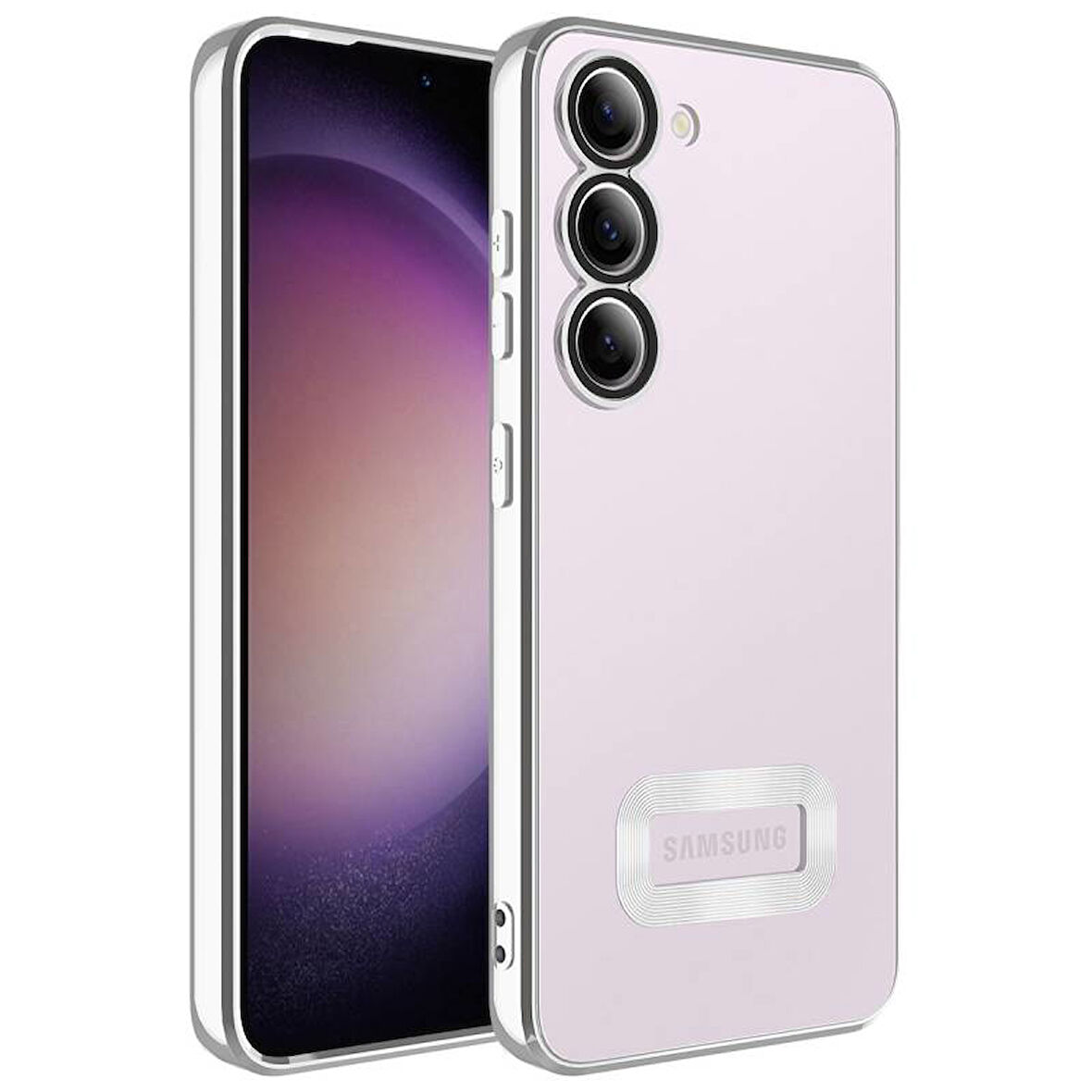 Samsung Galaxy S23 Kılıf Kenarları Lazer Renkli ve Logo Detaylı Şık Esnek Premium Silikon Kapak RYC/Omega