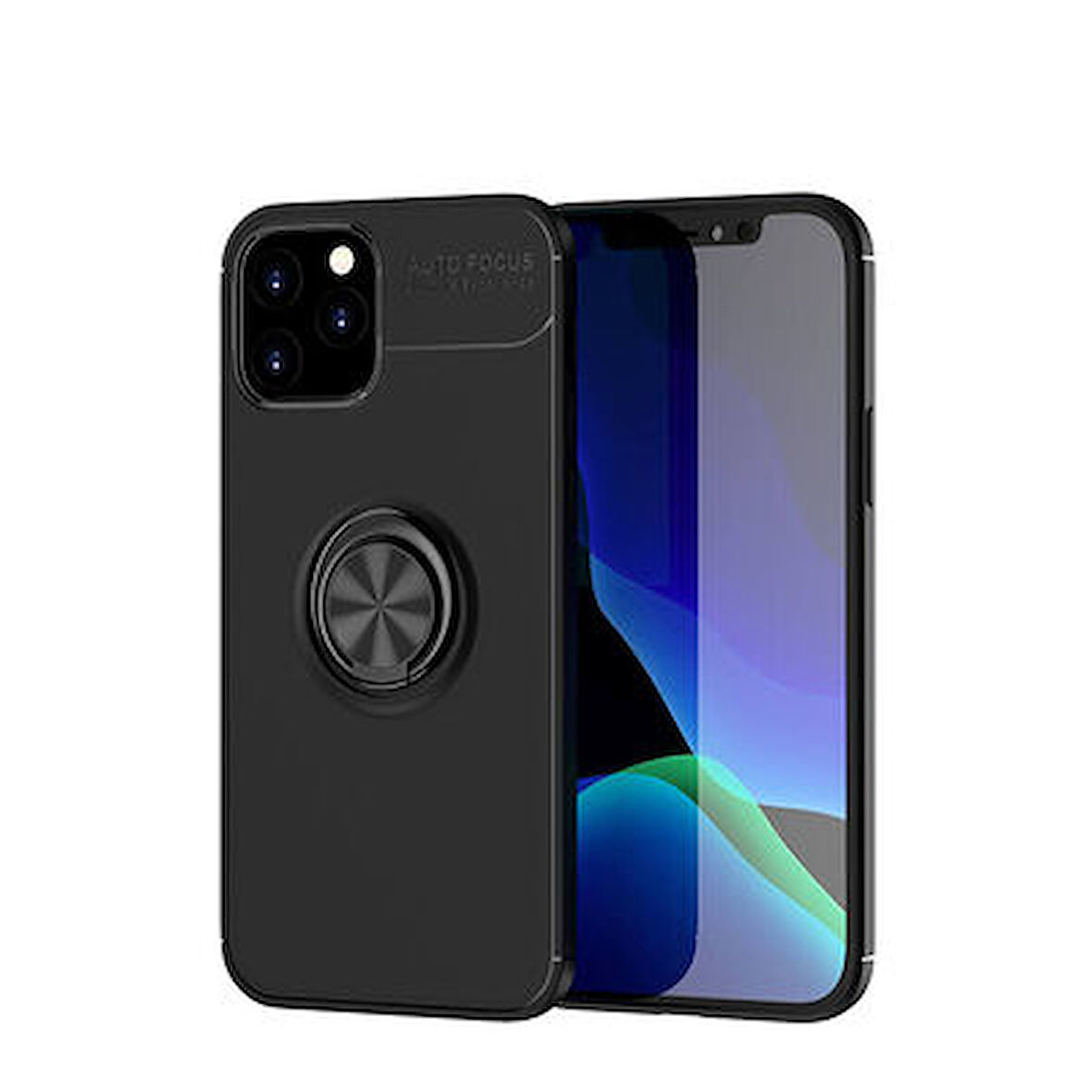 iPhone 12 Pro Max Kılıf Yüzüğü Stant ve Araç Tutucu Olabilen Şık Esnek Premium Silikon Kapak RYC/Ravel