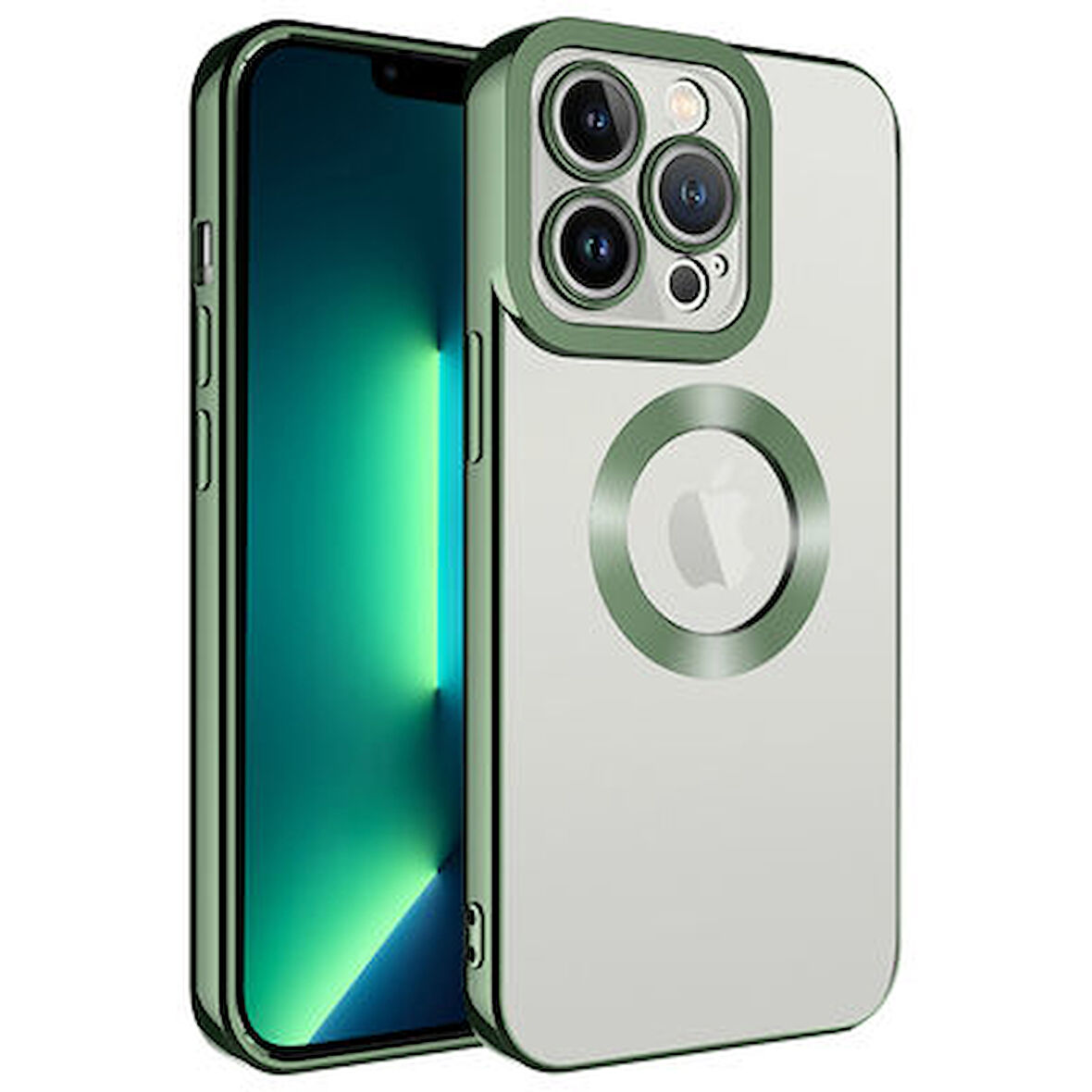 iPhone 12 Pro Kılıf Kenarları Lazer Renkli ve Logo Detaylı Şık Esnek Premium Silikon Kapak RYC/Omega