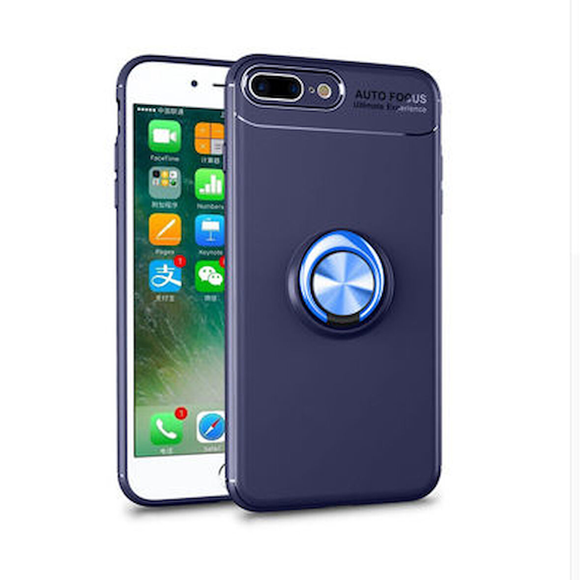 iPhone 7 Plus Kılıf Yüzüğü Stant ve Araç Tutucu Olabilen Şık Esnek Premium Silikon Kapak RYC/Ravel