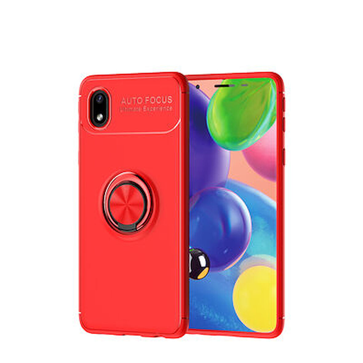 Samsung Galaxy A01 Core Kılıf Yüzüğü Stant ve Araç Tutucu Olabilen Şık Esnek Premium Silikon Kapak RYC/Ravel