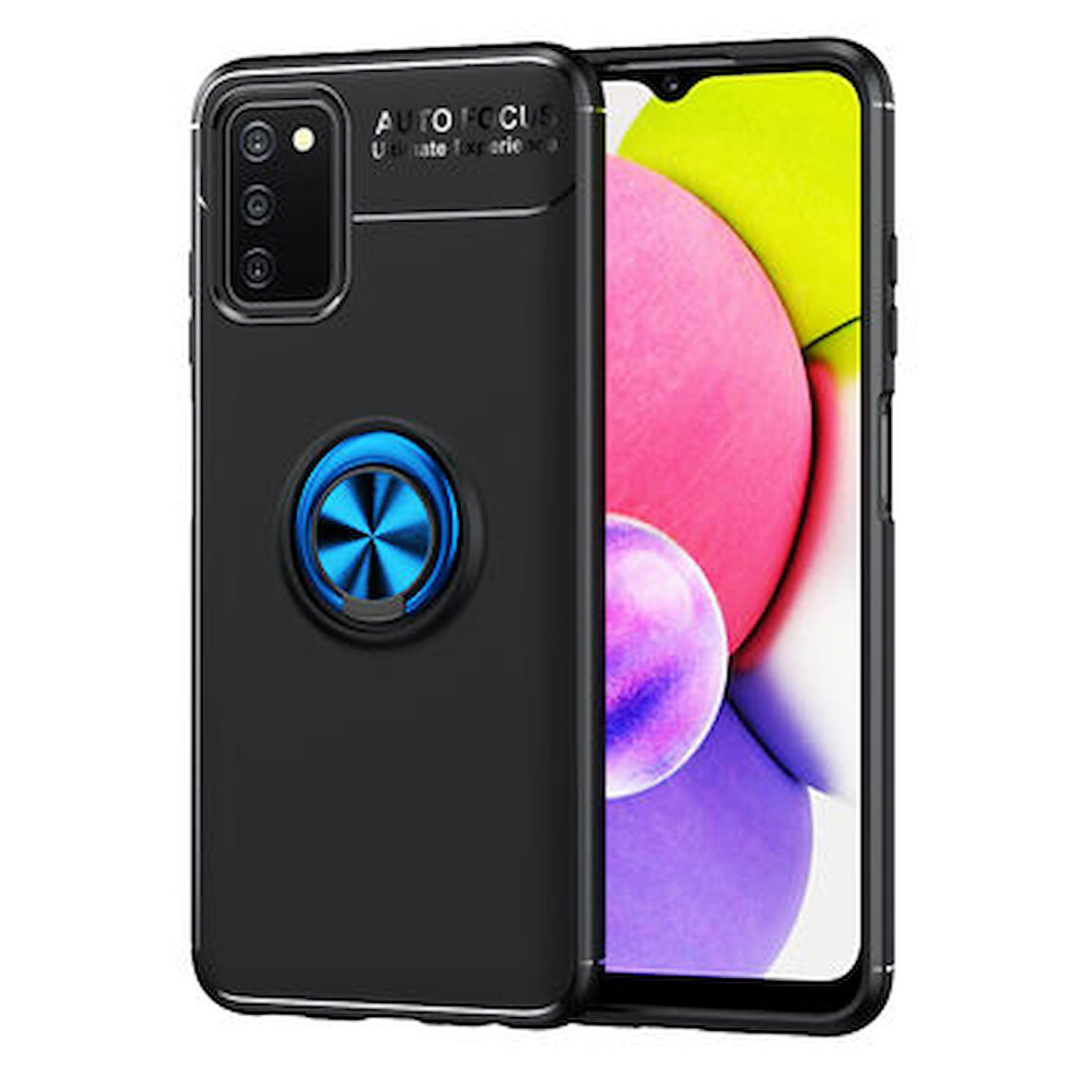 Samsung Galaxy A03s Kılıf Yüzüğü Stant ve Araç Tutucu Olabilen Şık Esnek Premium Silikon Kapak RYC/Ravel