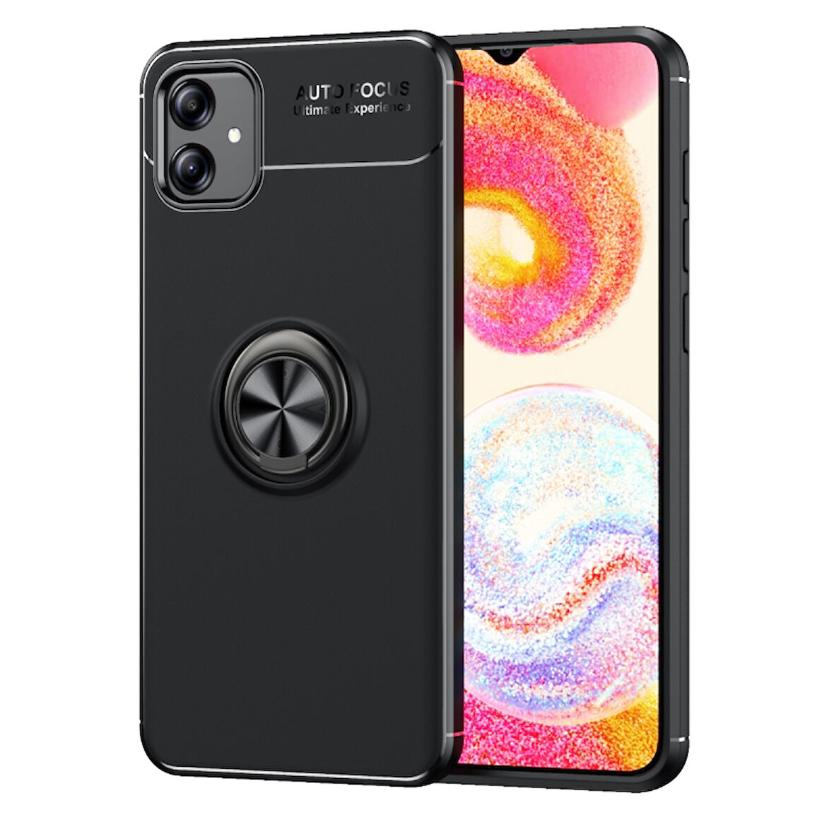 Samsung Galaxy A04E Kılıf Yüzüğü Stant ve Araç Tutucu Olabilen Şık Esnek Premium Silikon Kapak RYC/Ravel