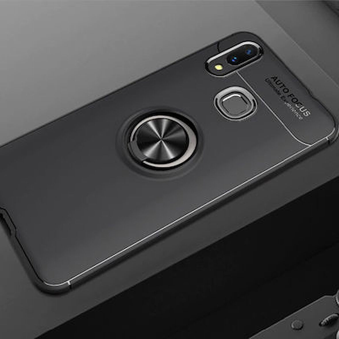 Samsung Galaxy A10S Kılıf Yüzüğü Stant ve Araç Tutucu Olabilen Şık Esnek Premium Silikon Kapak RYC/Ravel