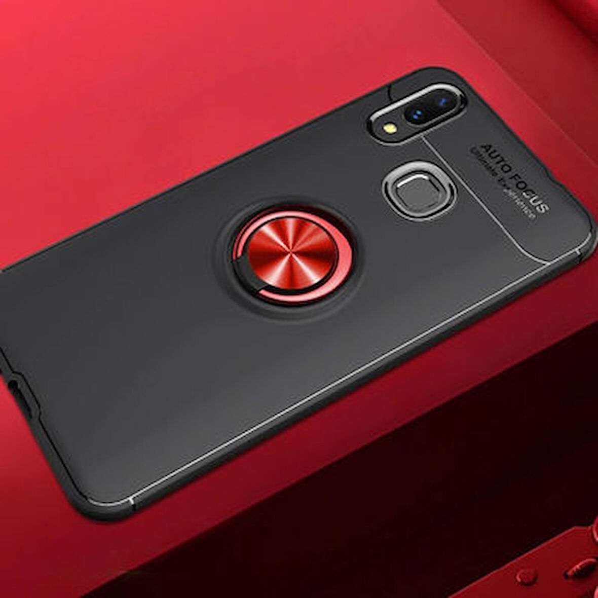 Samsung Galaxy A10S Kılıf Yüzüğü Stant ve Araç Tutucu Olabilen Şık Esnek Premium Silikon Kapak RYC/Ravel