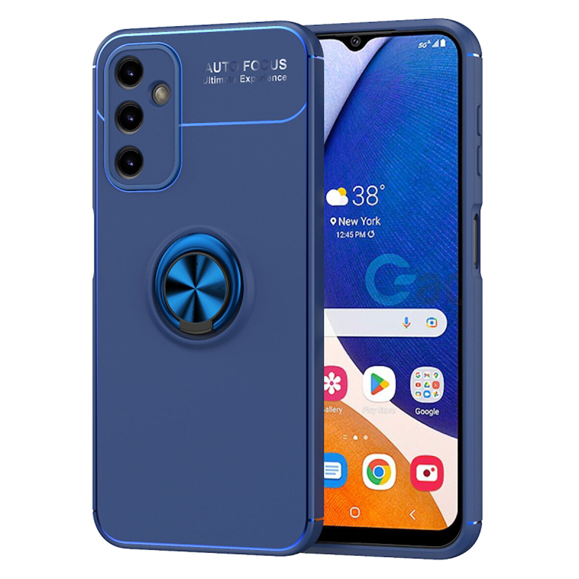 Samsung Galaxy A14 Kılıf Yüzüğü Stant ve Araç Tutucu Olabilen Şık Esnek Premium Silikon Kapak RYC/Ravel