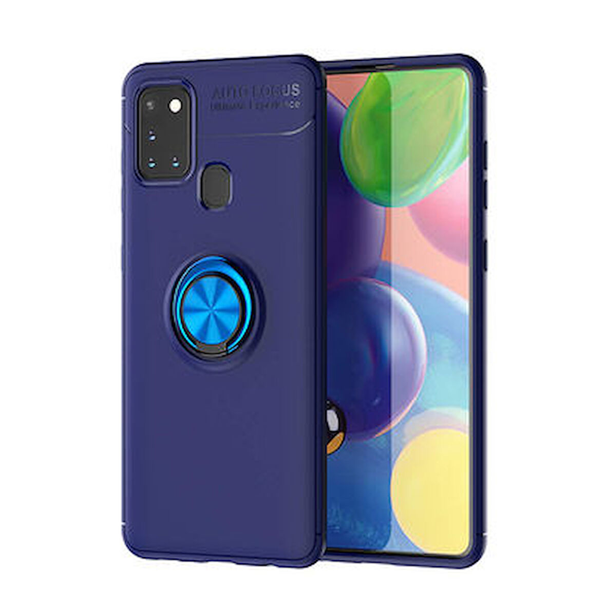 Samsung Galaxy A21S Kılıf Yüzüğü Stant ve Araç Tutucu Olabilen Şık Esnek Premium Silikon Kapak RYC/Ravel