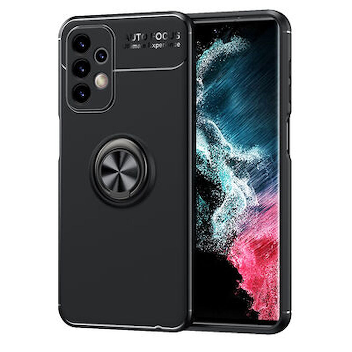 Samsung Galaxy A23 Kılıf Yüzüğü Stant ve Araç Tutucu Olabilen Şık Esnek Premium Silikon Kapak RYC/Ravel