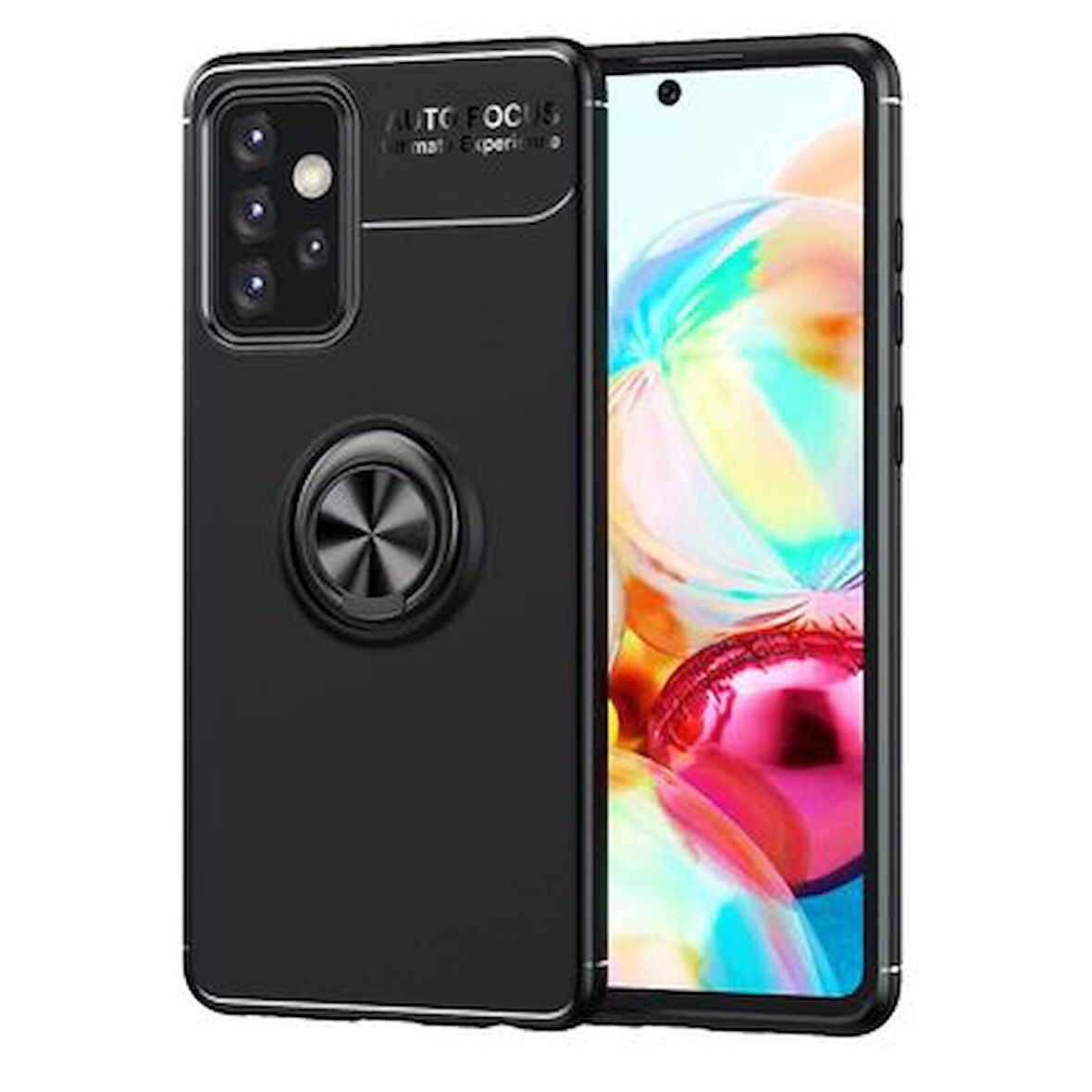 Samsung Galaxy A52 Ultra Koruma Sağlayan Stant Özellikli Yüzüklü Ravel Silikon Kılıf