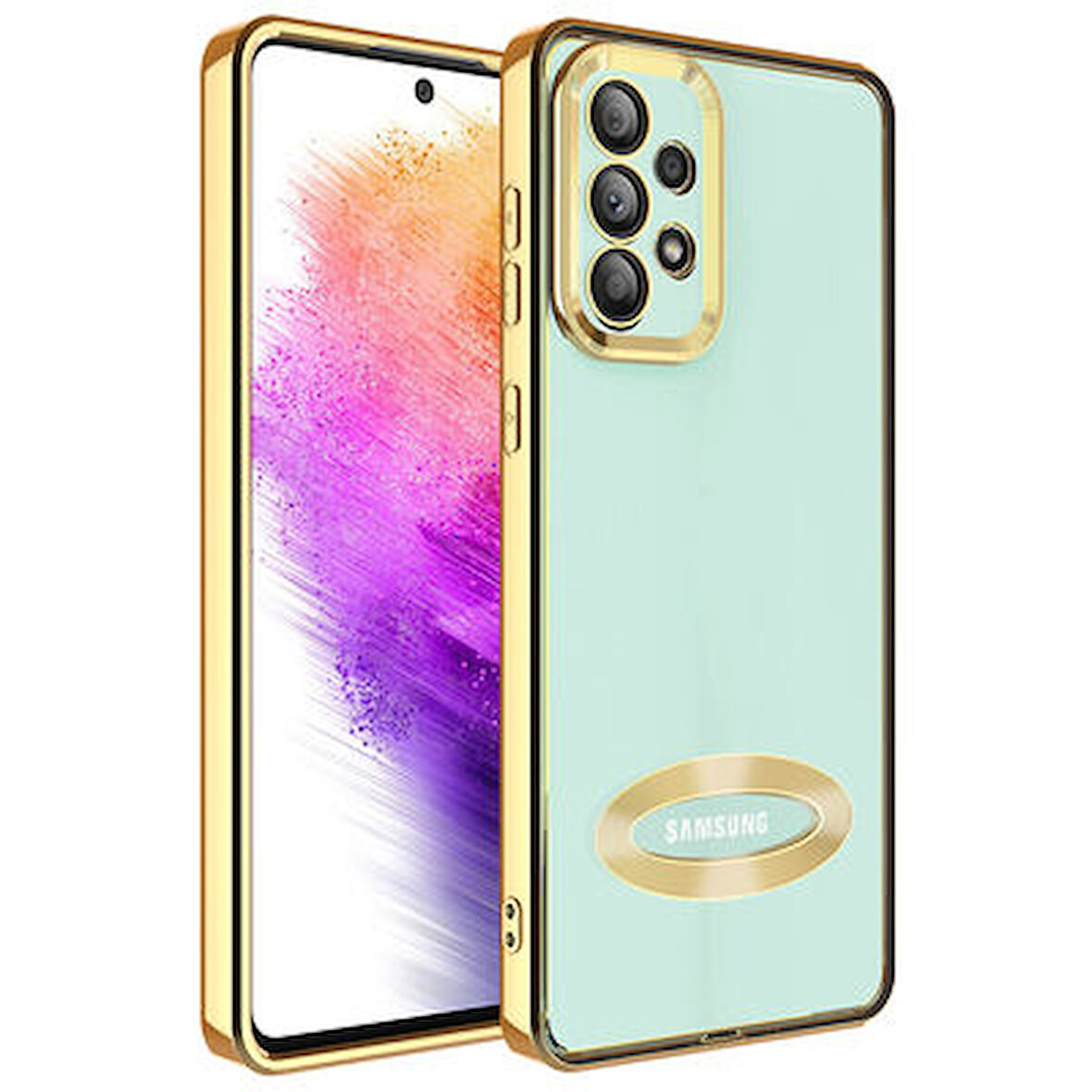 Samsung Galaxy A73 Kılıf Logo Detaylı ve Parlak NLight Premium Silikon Kapak