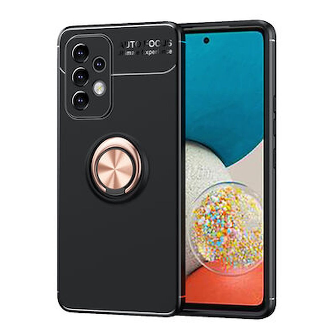 Samsung Galaxy A73 Kılıf Yüzüğü Stant ve Araç Tutucu Olabilen Şık Esnek Premium Silikon Kapak RYC/Ravel