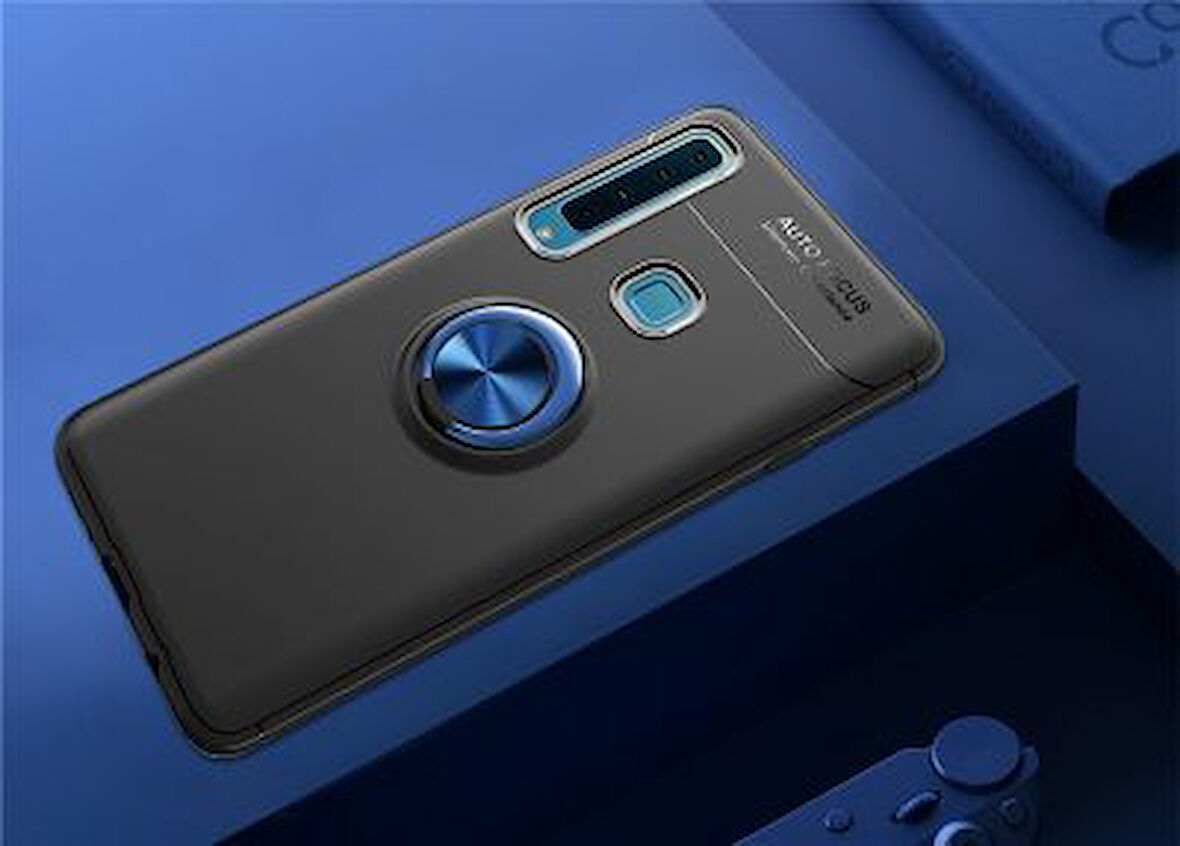 Samsung Galaxy A9 2018 Ultra Koruma Sağlayan Stant Özellikli Yüzüklü Ravel Silikon Kılıf