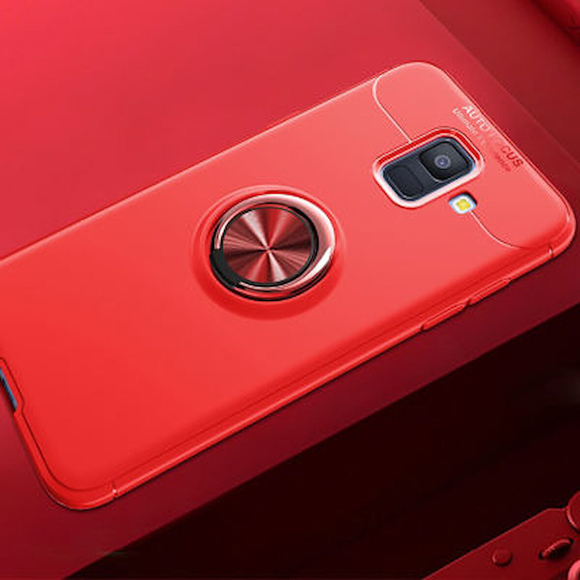 Samsung Galaxy J6 Kılıf Yüzüğü Stant ve Araç Tutucu Olabilen Şık Esnek Premium Silikon Kapak RYC/Ravel