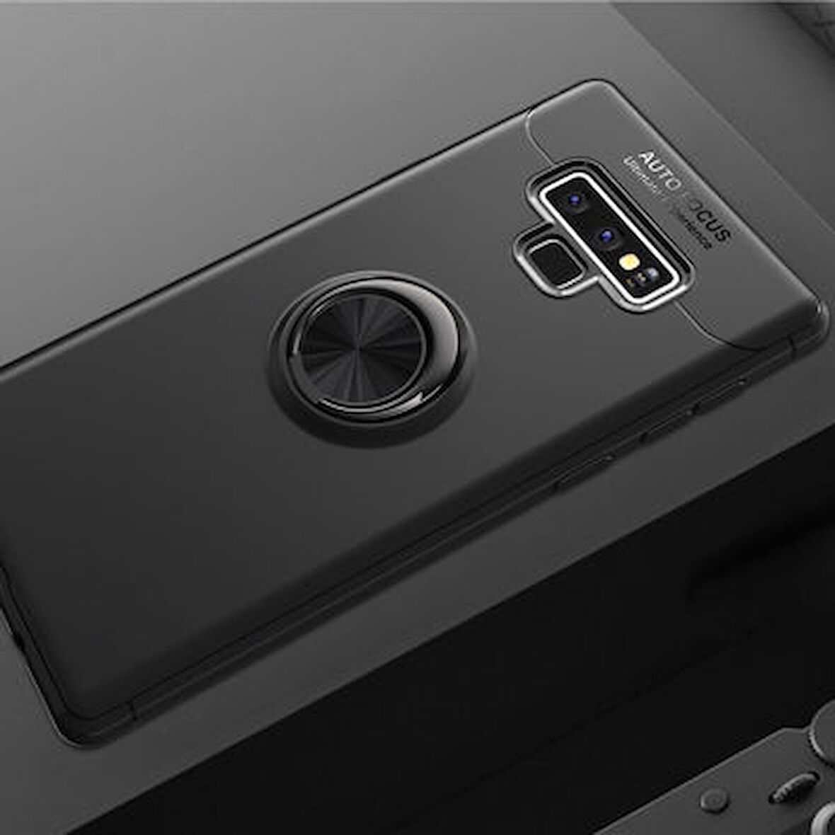 Samsung Galaxy Note 9 Kılıf Yüzüğü Stant ve Araç Tutucu Olabilen Şık Esnek Premium Silikon Kapak RYC/Ravel