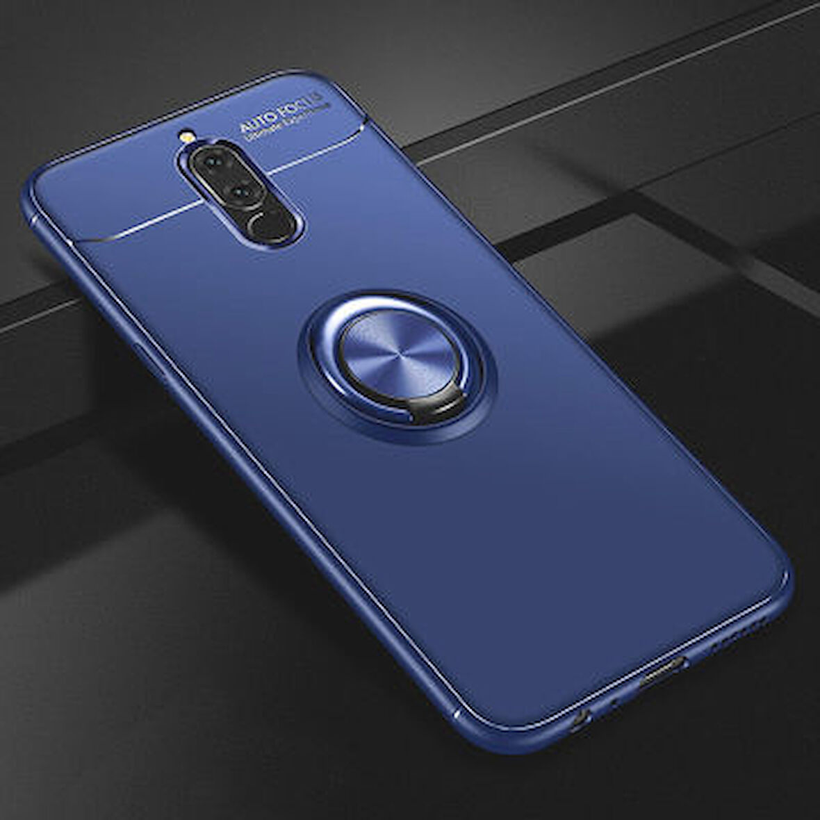 Huawei Mate 10 Lite Ultra Koruma Sağlayan Stant Özellikli Yüzüklü Ravel Silikon Kılıf