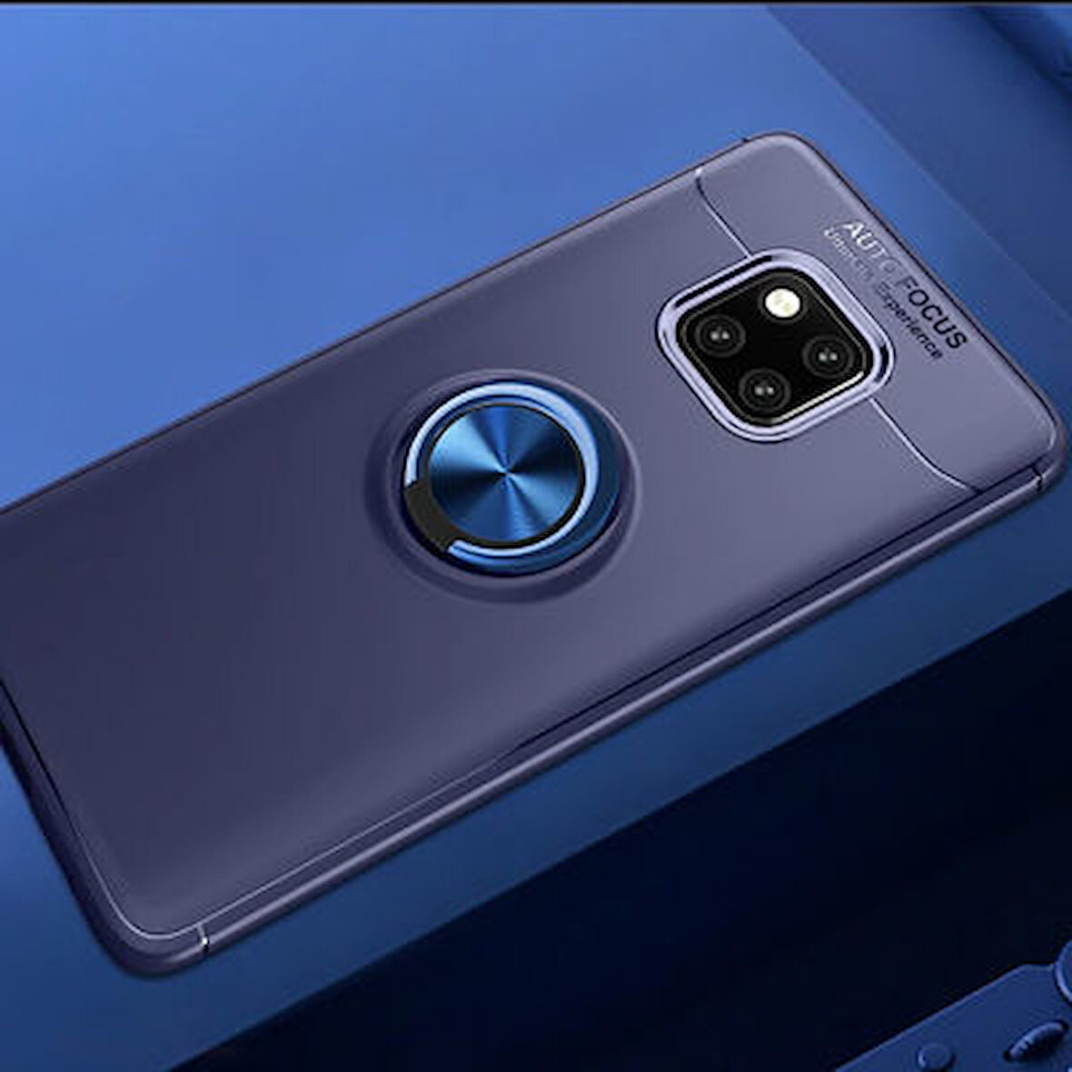 Huawei Mate 20 Pro Ultra Koruma Sağlayan Stant Özellikli Yüzüklü Ravel Silikon Kılıf