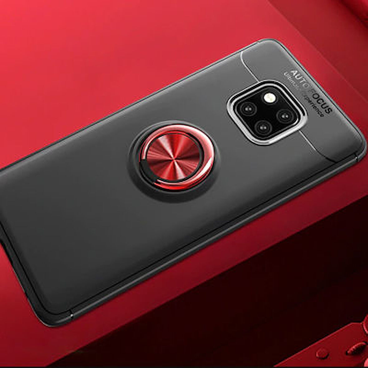 Huawei Mate 20 Pro Kılıf Yüzüğü Stant ve Araç Tutucu Olabilen Şık Esnek Premium Silikon Kapak RYC/Ravel