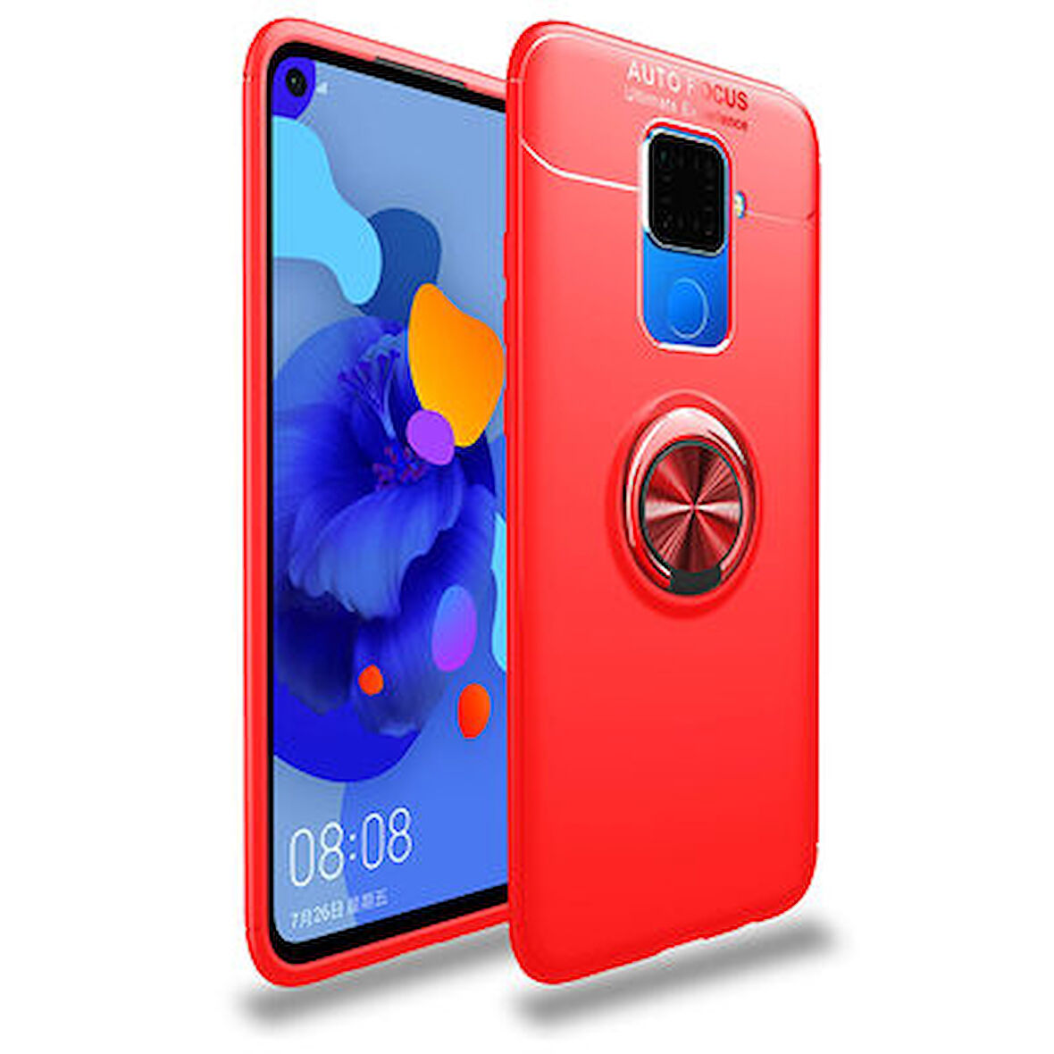 Huawei Mate 30 Lite Ultra Koruma Sağlayan Stant Özellikli Yüzüklü Ravel Silikon Kılıf
