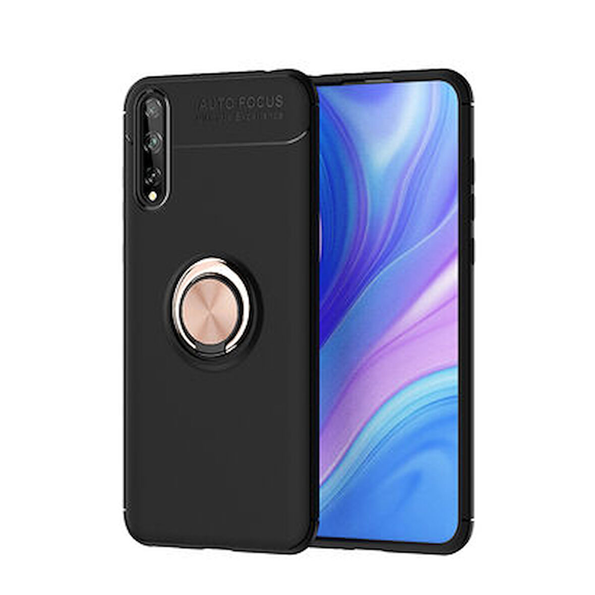 Huawei P Smart S (Y8P) Ultra Koruma Sağlayan Stant Özellikli Yüzüklü Ravel Silikon Kılıf